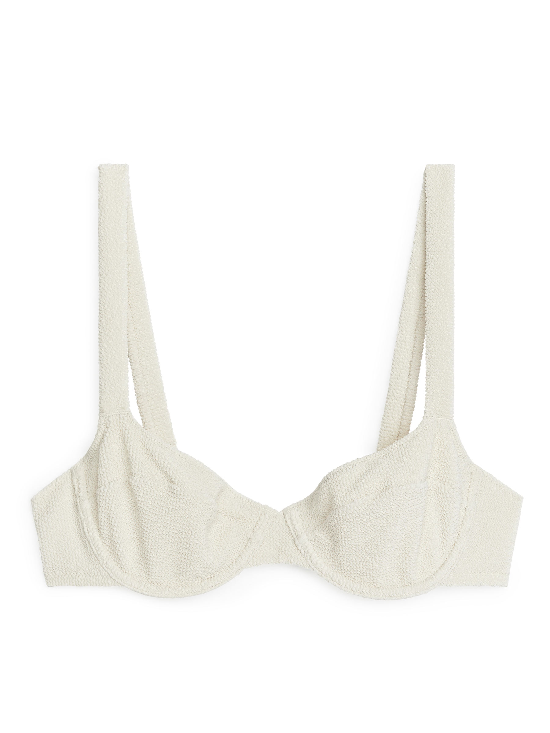 Crinkle Wired Bikini Top-#DCD6C7-4073