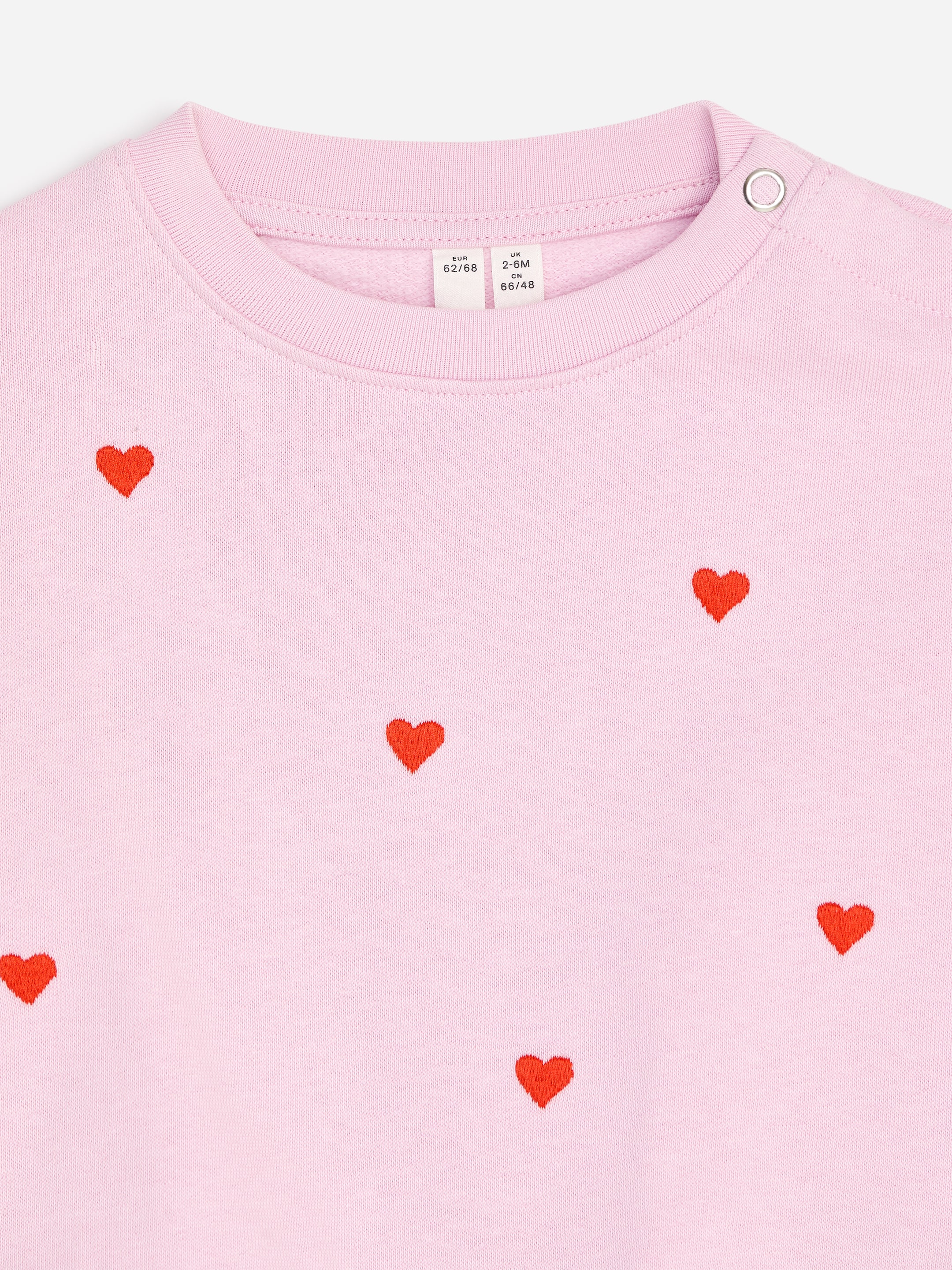 Embroidered Cotton Sweatshirt - Pink/Red Hearts - Regular fit - Children - StillMedia/DescriptiveDetail - 1