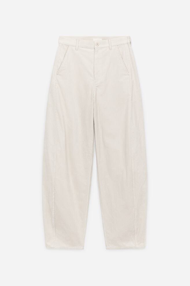 Cordhose mit Barrel Leg - Hellbeige/Dunkelbraun - 1