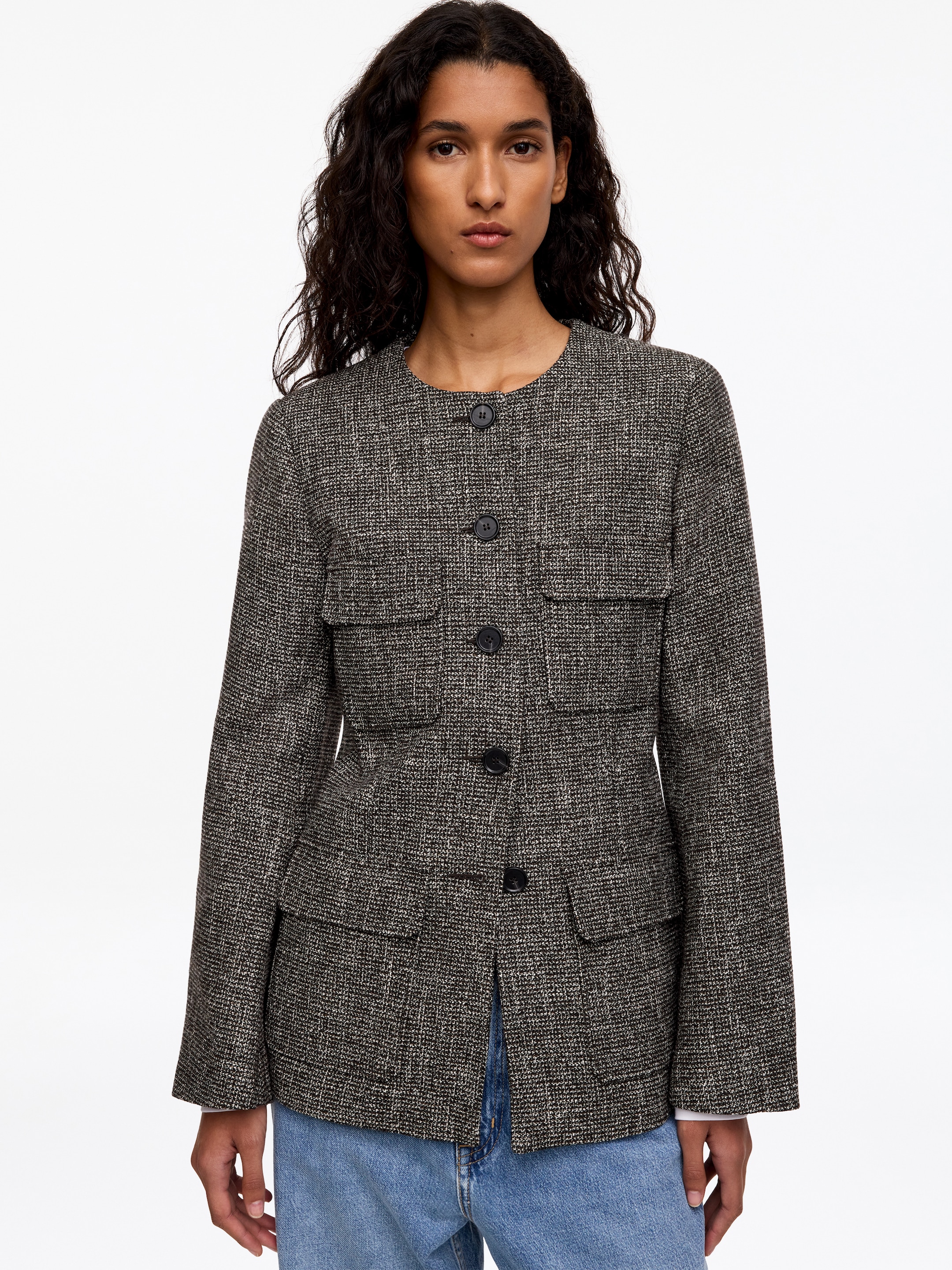 Wool-Cotton Blend Utility Jacket - Dark Mole - Regular fit - women - StillMedia/Lookbook - 3