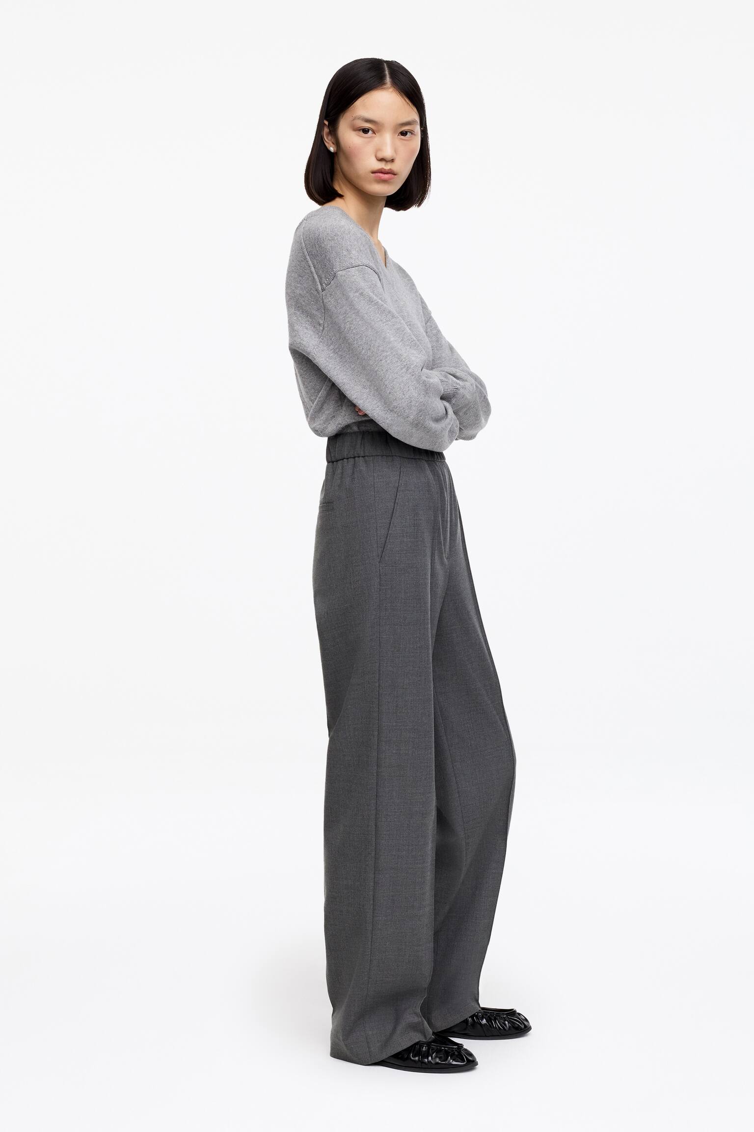 Skreddersydde bukser med elastisk midje - Mørkegrå/Svart/Mørkegrønn - 7