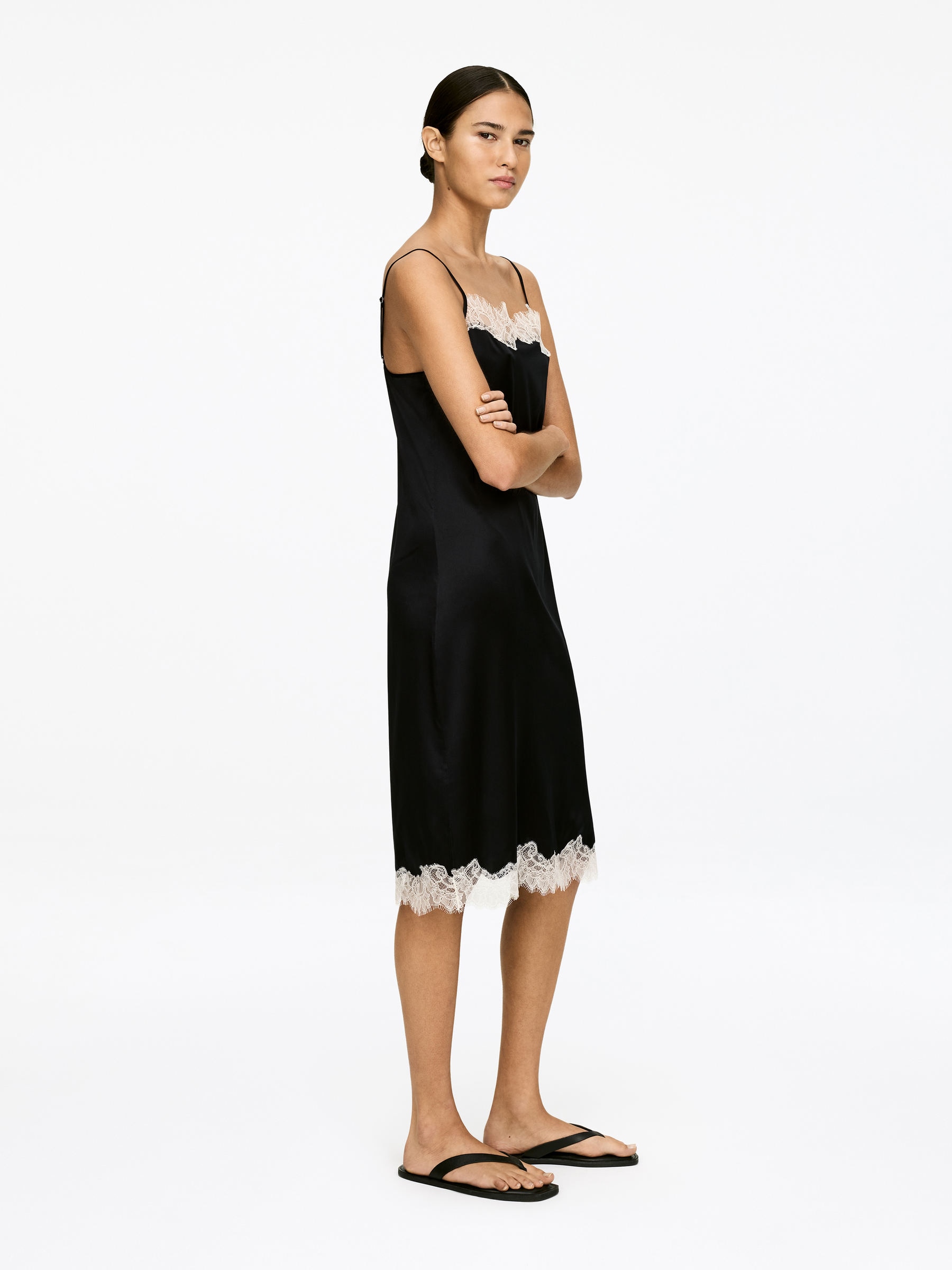 Lace-Detail Silk-Blend Dress - Black - Regular fit - Women - StillMedia/Lookbook - 5