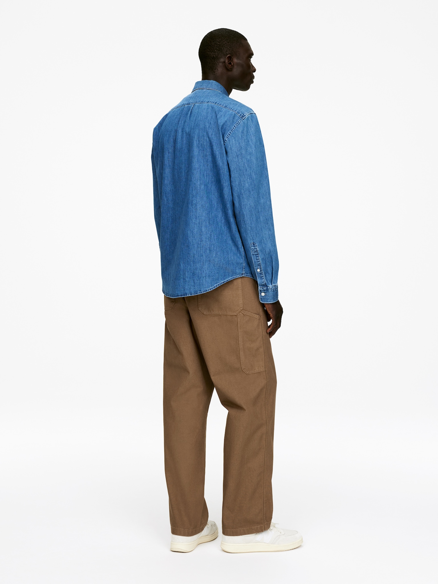 Pantalon de bureau coupe ample - Marron/Blanc cassé - 4