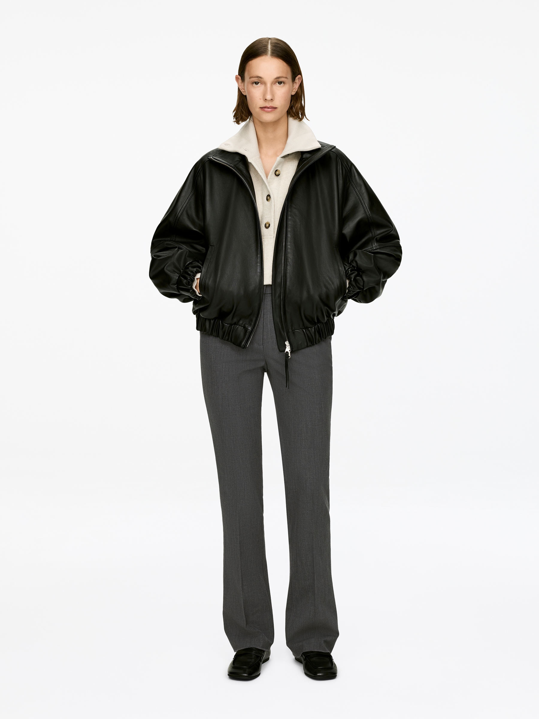 Tailored Wool-Blend Trousers-#8A8E8E-12279