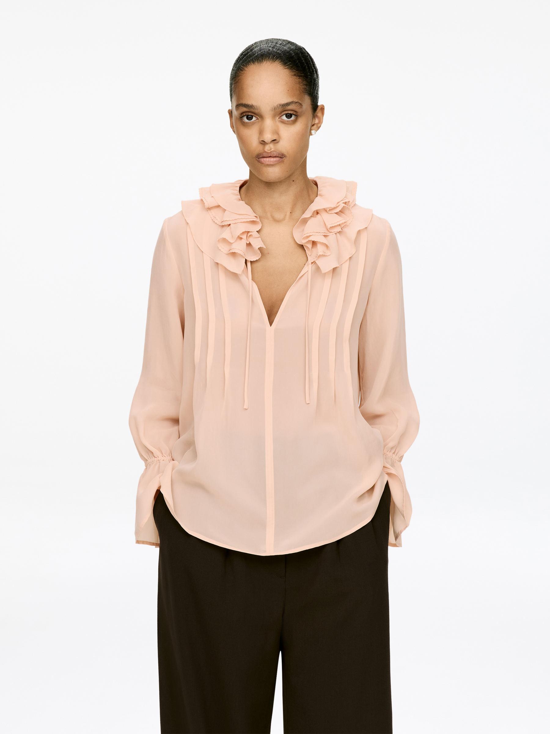 Frill-Collar Blouse-#D1C2AC-17171