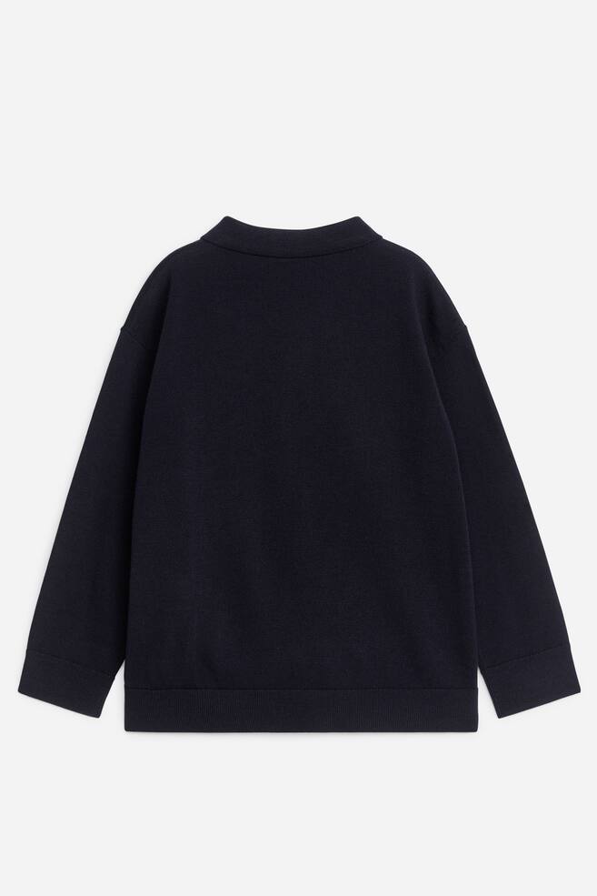 Wool Polo Jumper-Dark Blue - 3