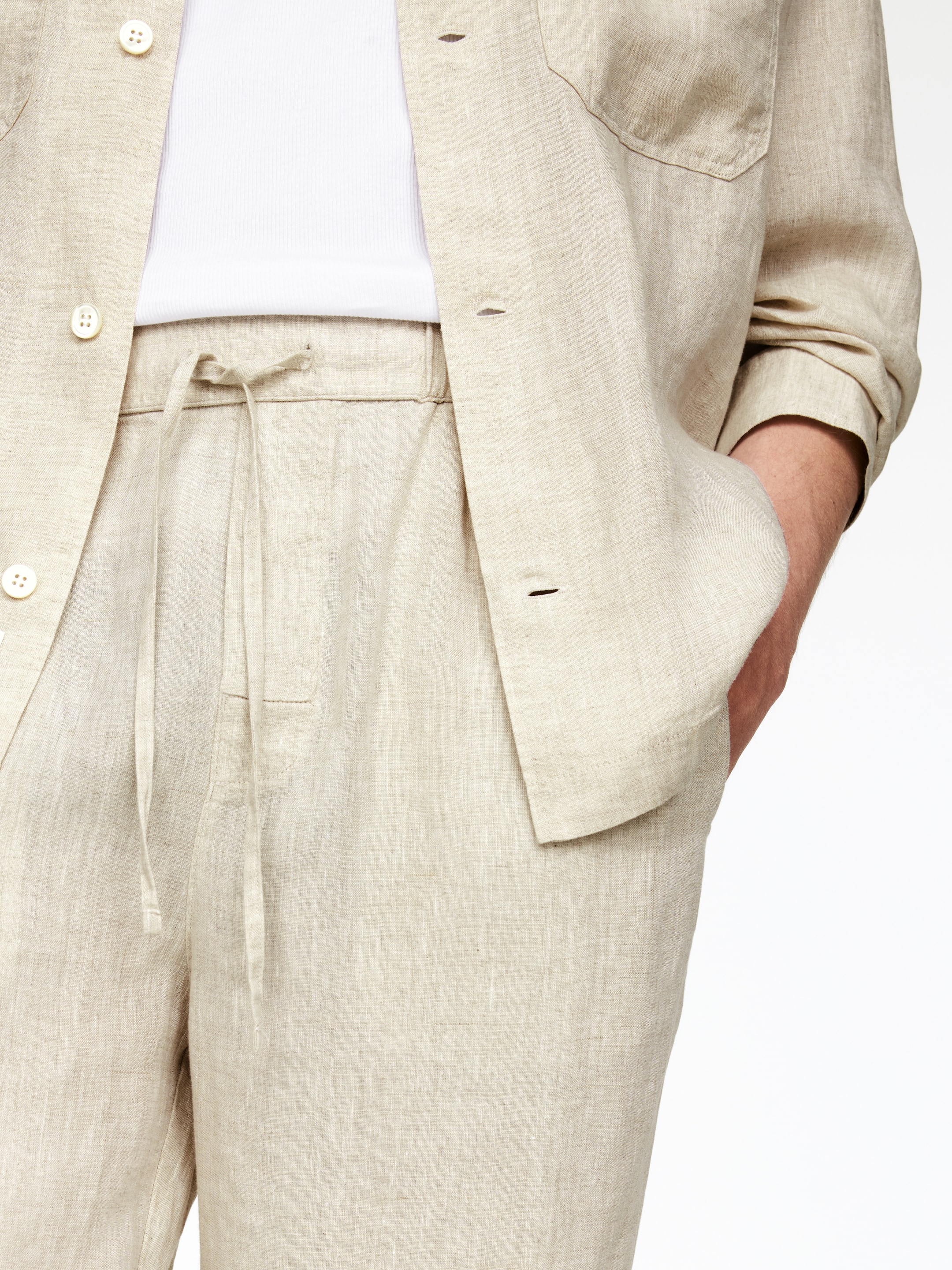 Ver imagen más grande: Pantalones de lino holgados - Beige - HOMBRE | H&M ES 4