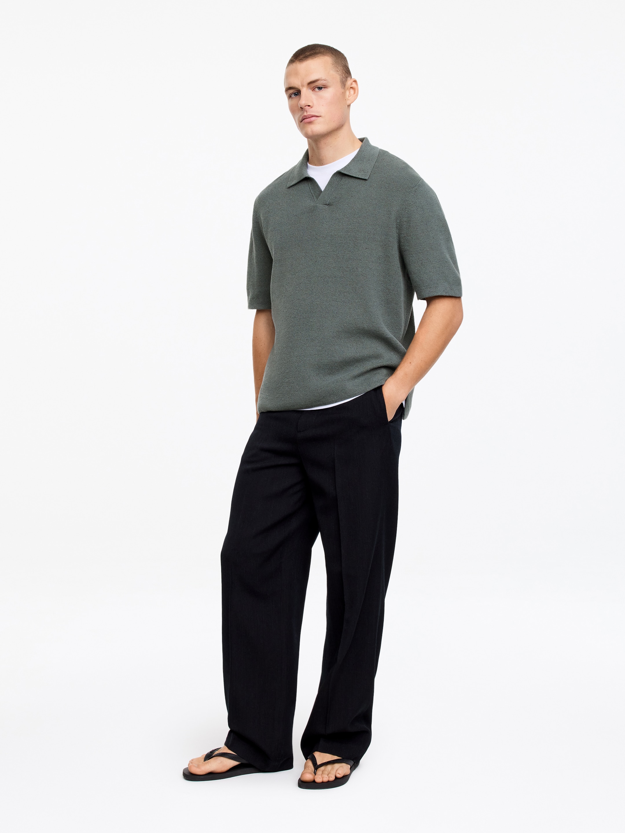 Polo en lin et coton - Gris foncé - Regular fit - Homme - StillMedia/Lookbook - 3