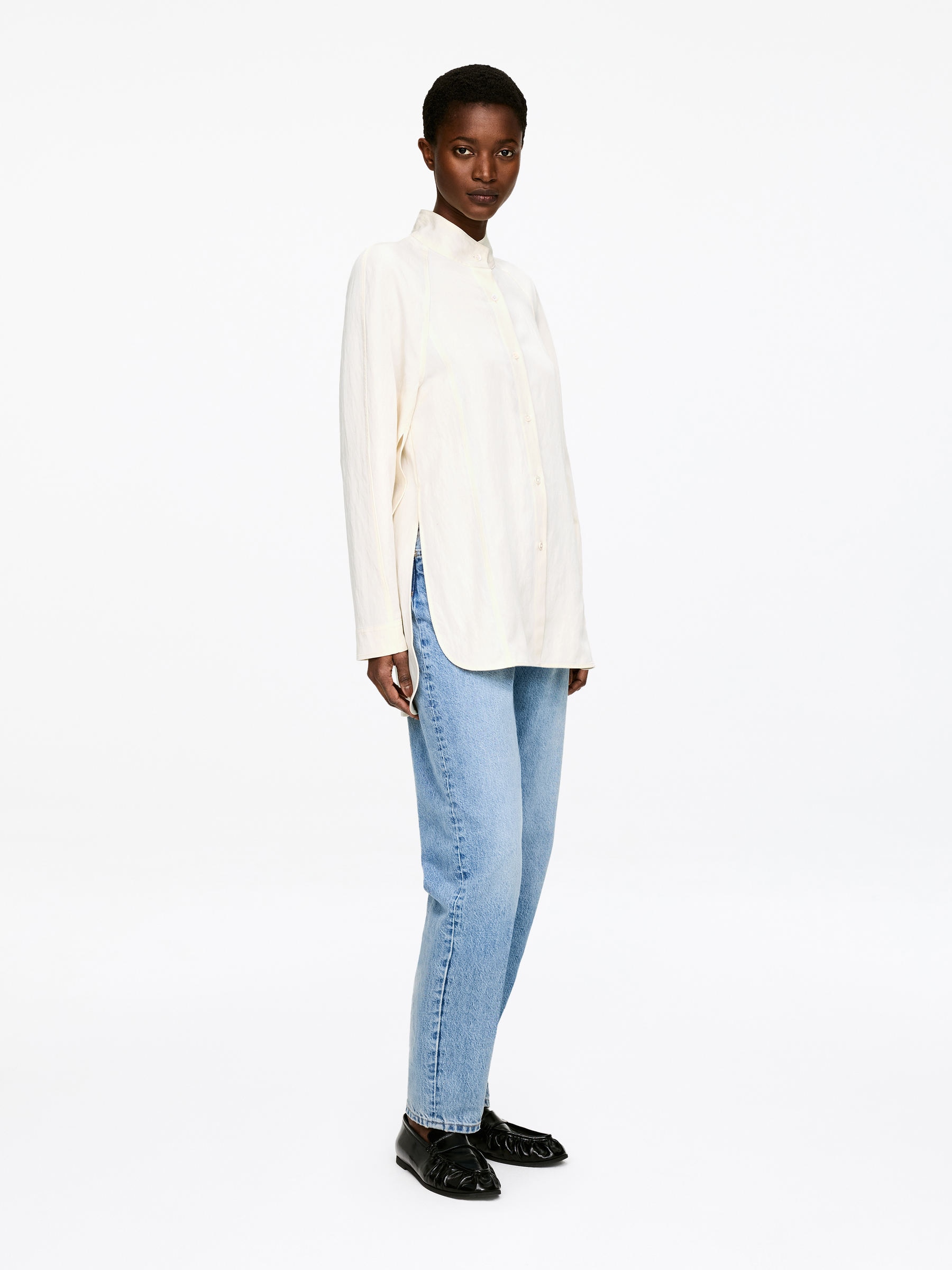 Relaxed Stand-Collar Shirt - White - Relaxed fit - Women - StillMedia/Lookbook - 6