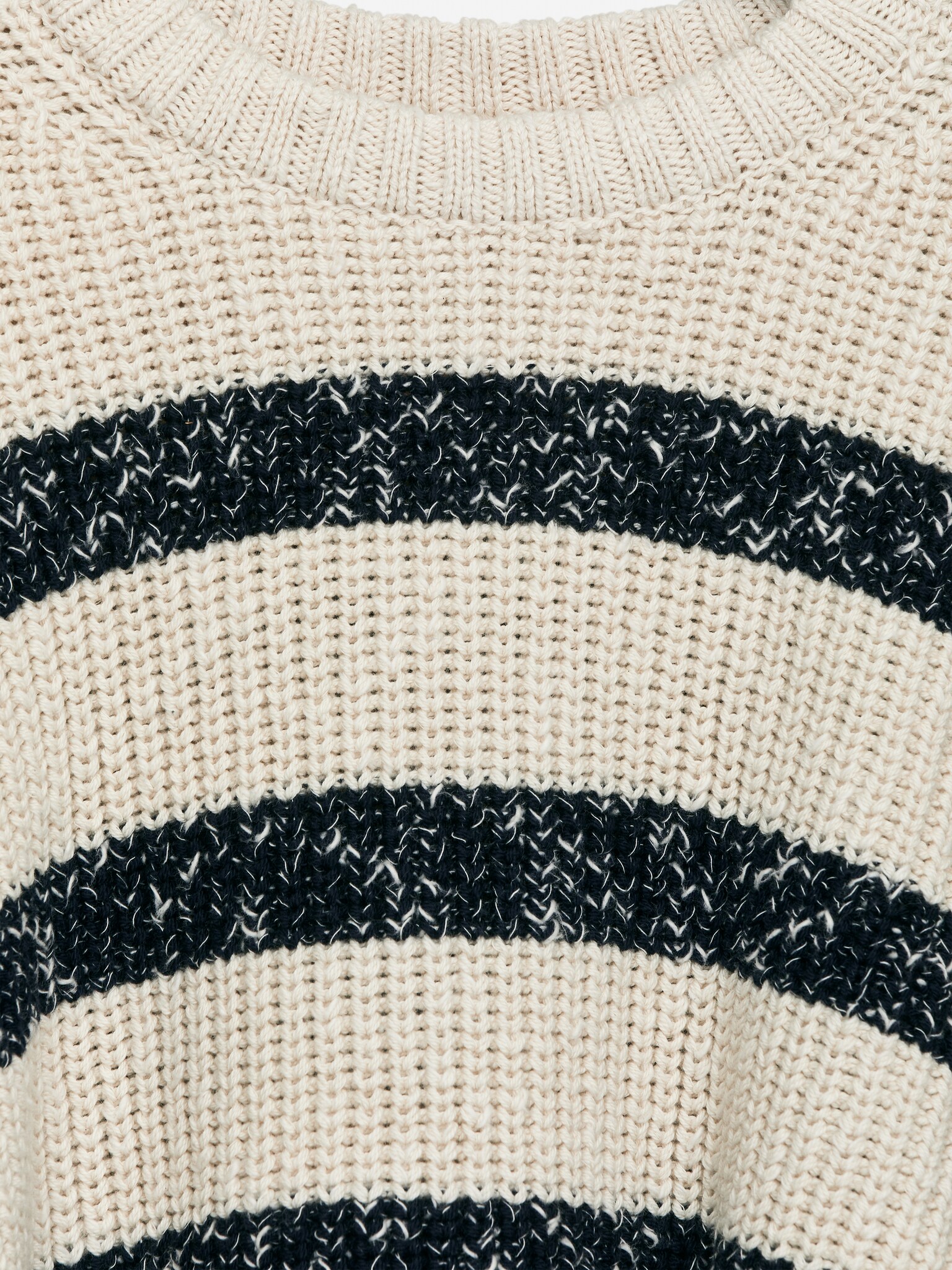 Pull en maille de coton - Beige/Noir - 2
