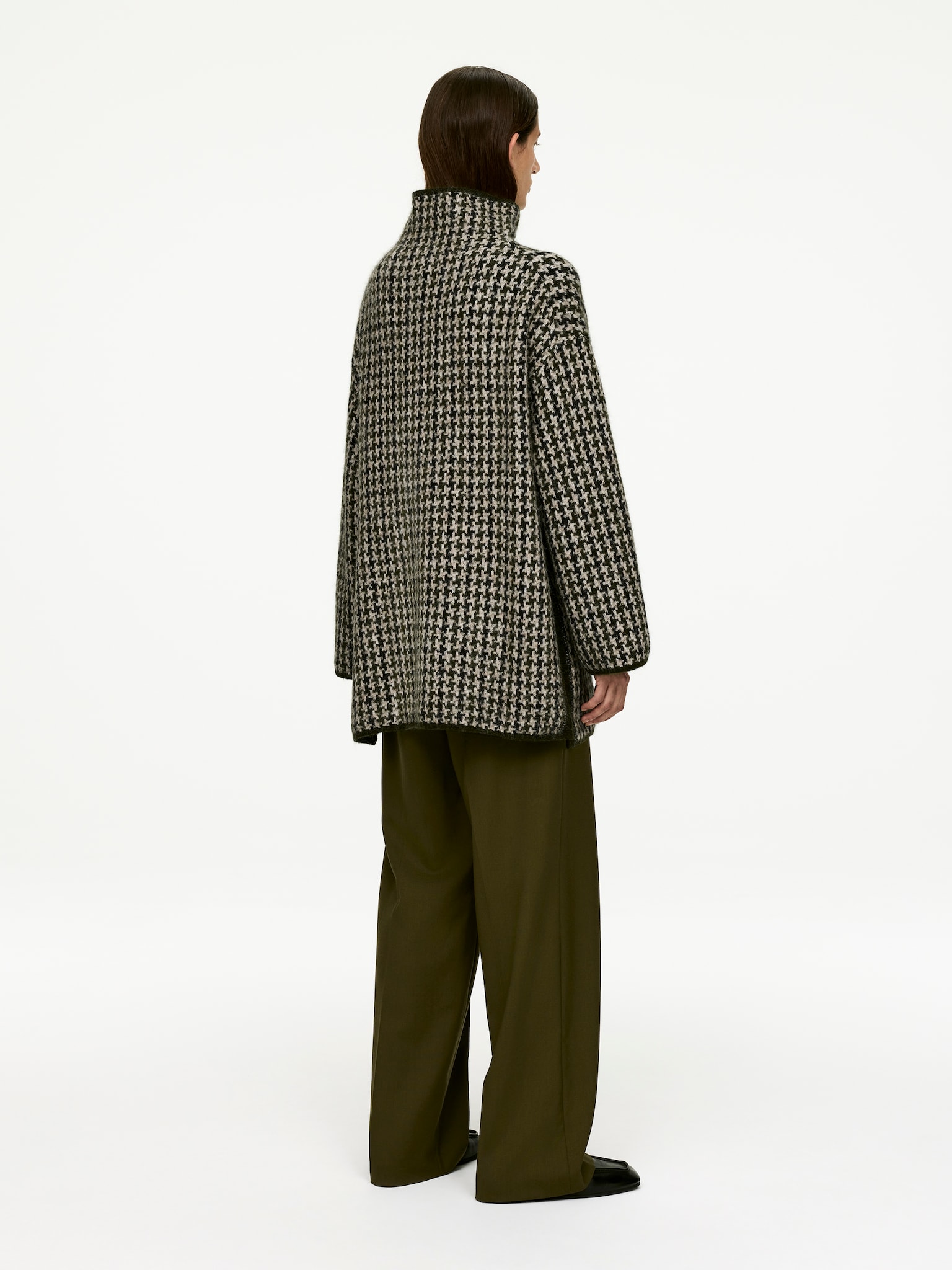 Jacquard-Knit Jumper - Beige/Houndstooth - 4