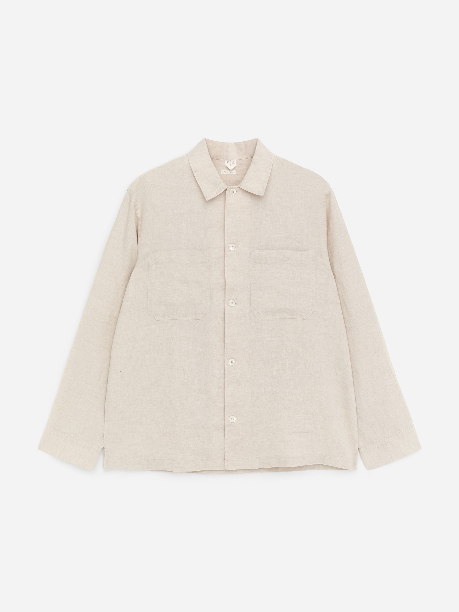 Relaxed Linen Shirt-#EEEDE4-18715
