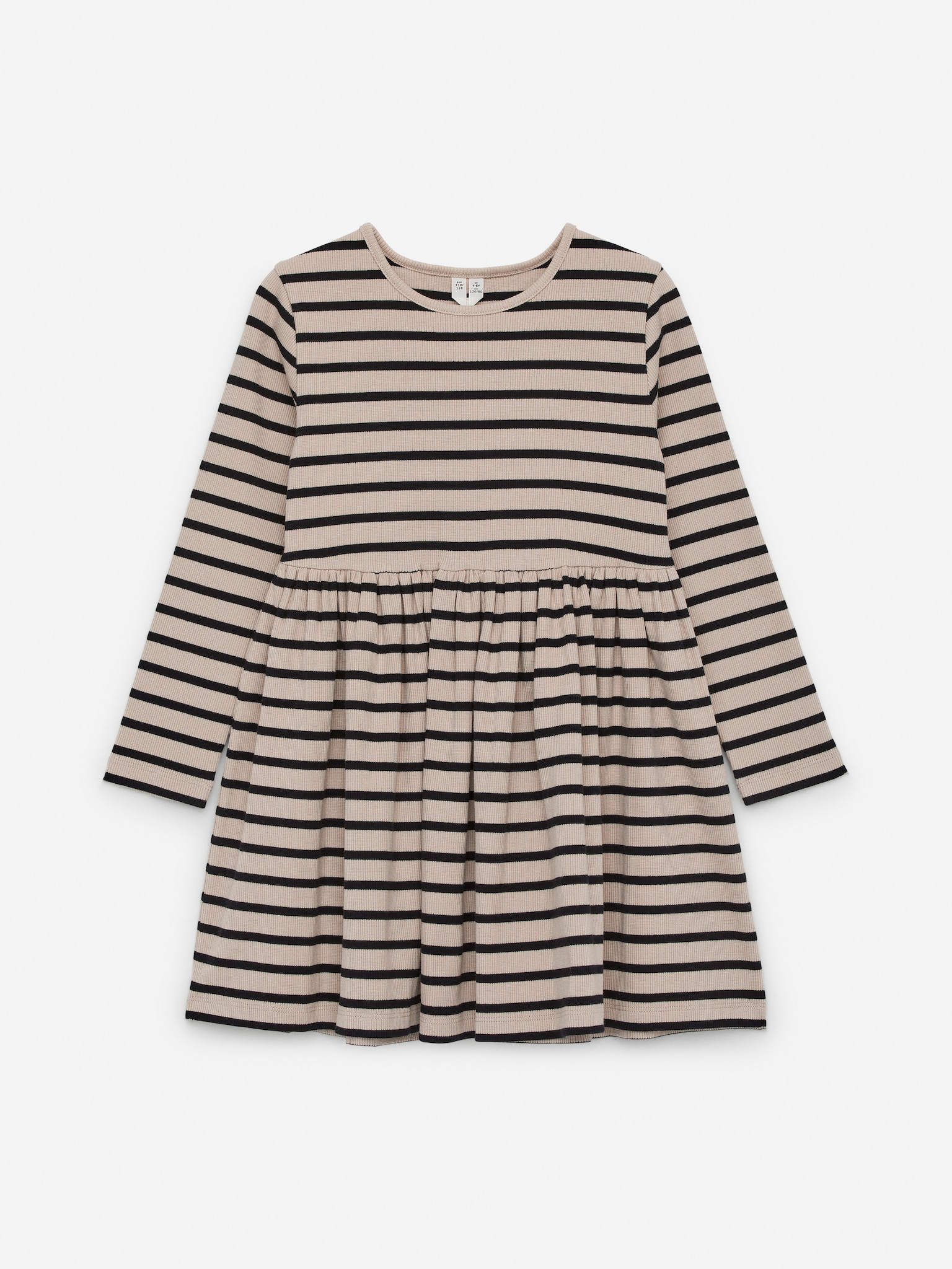Abito a coste in cotone - Nero/Beige