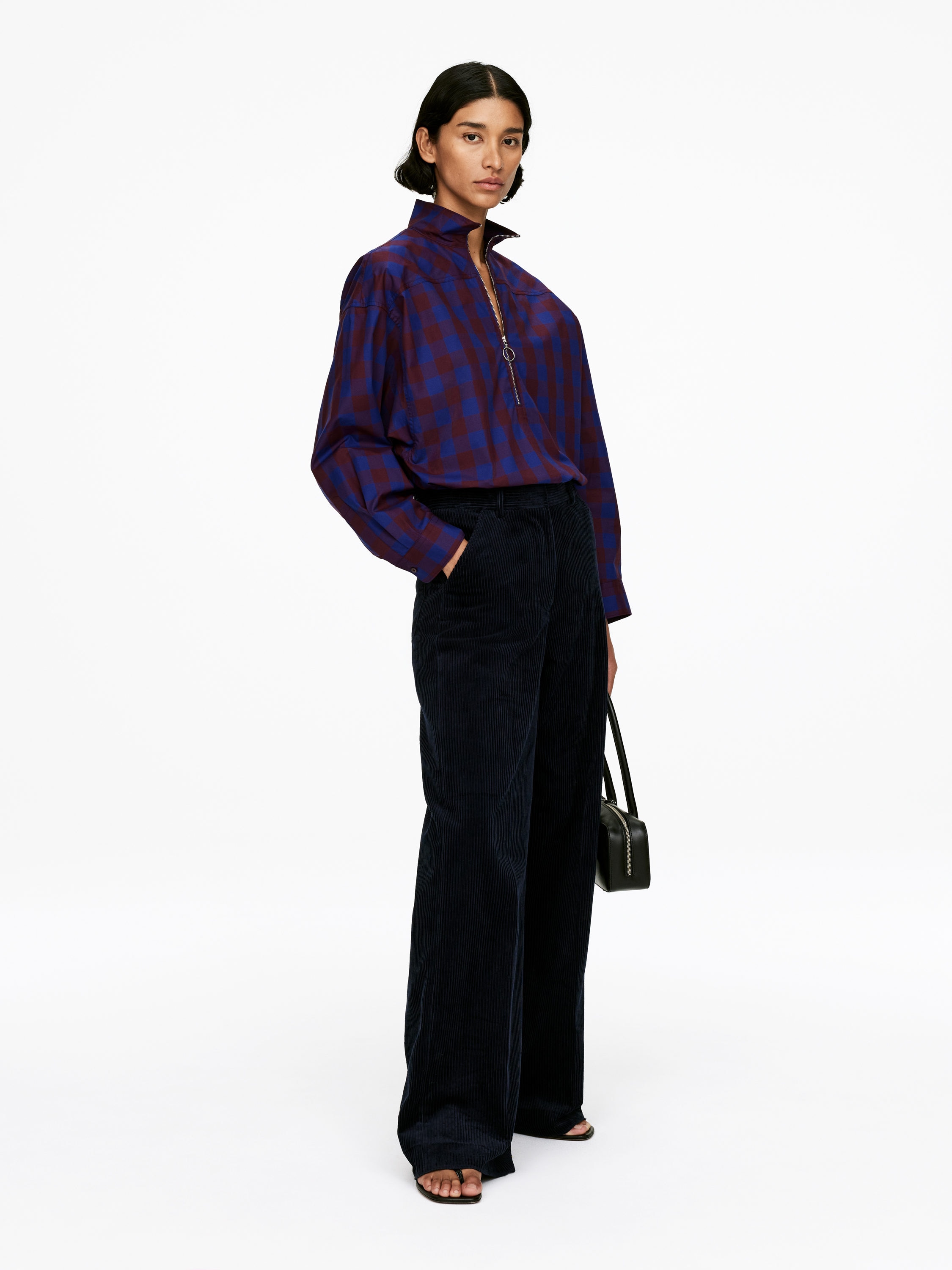 Half-Zip Shirt - Blue/Burgundy - Regular fit - Women - StillMedia/Lookbook - 3