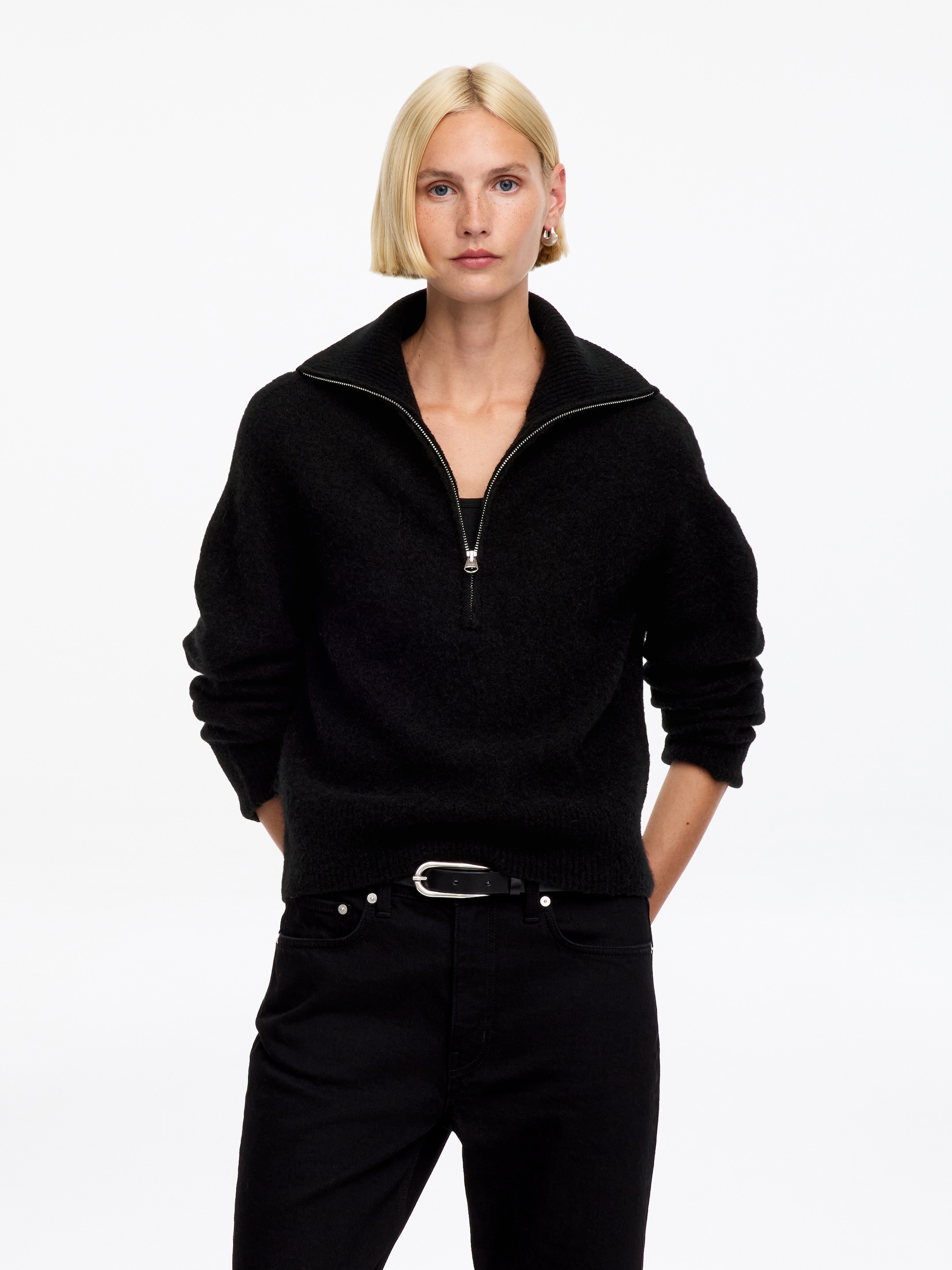Pullover aus Alpakawollmischung mit Reißverschluss - Schwarz - Loose Fit - women - StillMedia/Lookbook - 5
