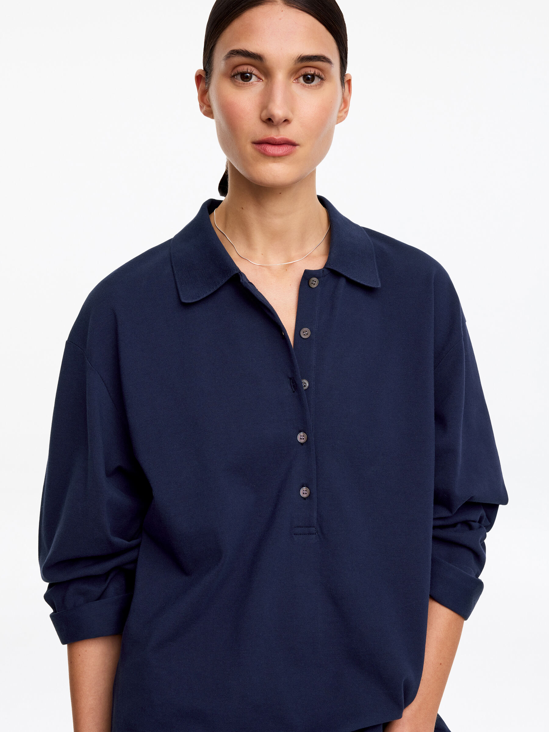 Polo in piqué - Blu scuro - Regular fit - Women - StillMedia/Lookbook - 4