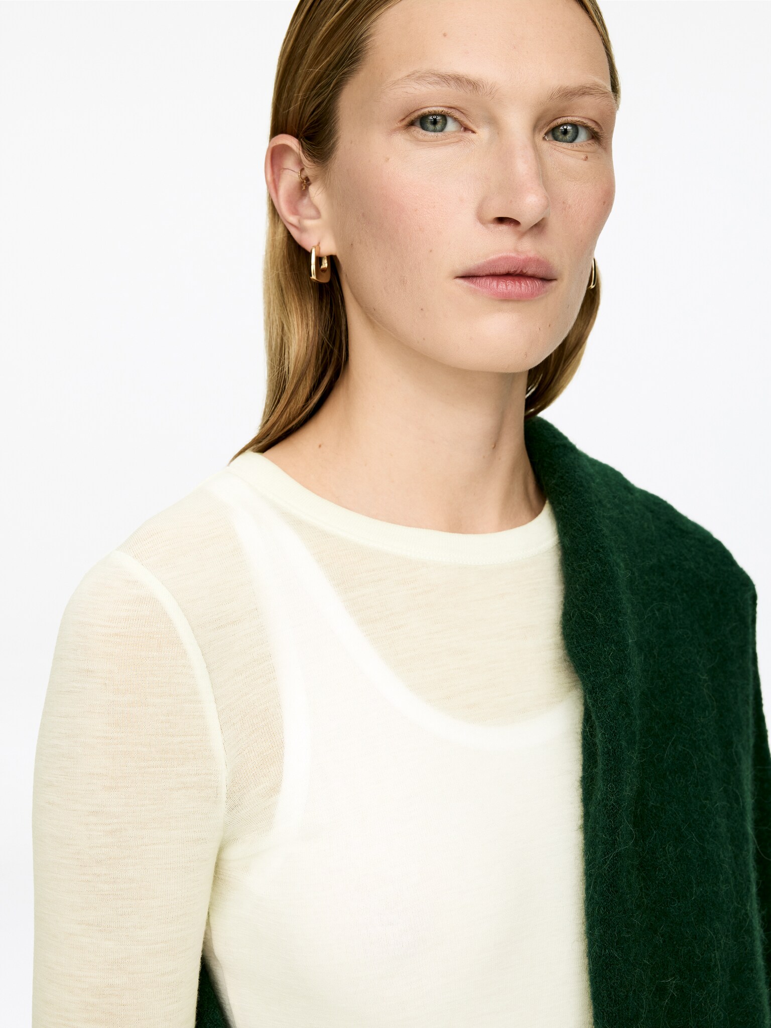 Long-Sleeved Merino Top - Beige/Donkerbruin/Dark Grey Melange/Black/Rood/Donker mosterdgeel - 5