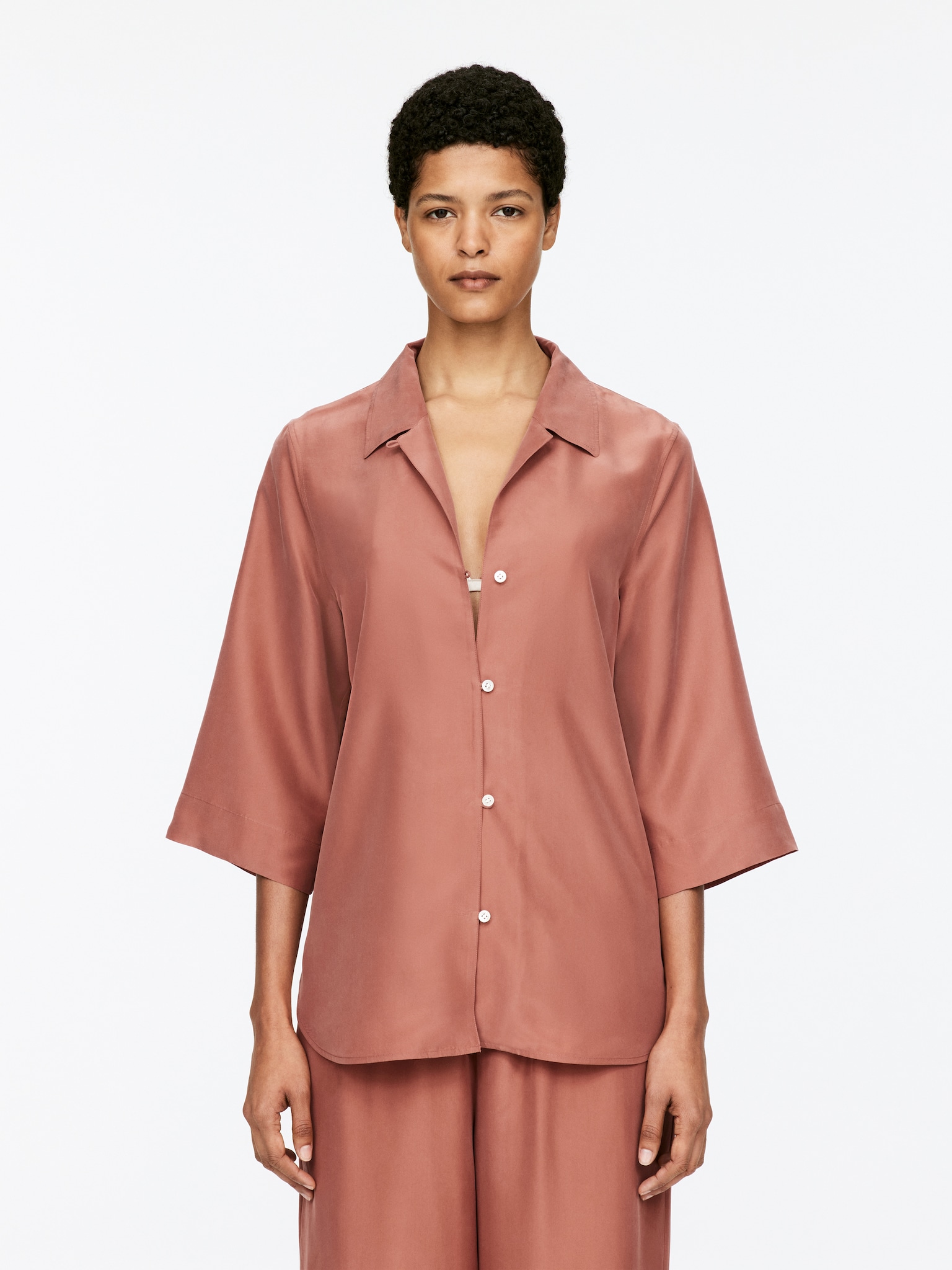 Legere Seidenbluse - Rostrot