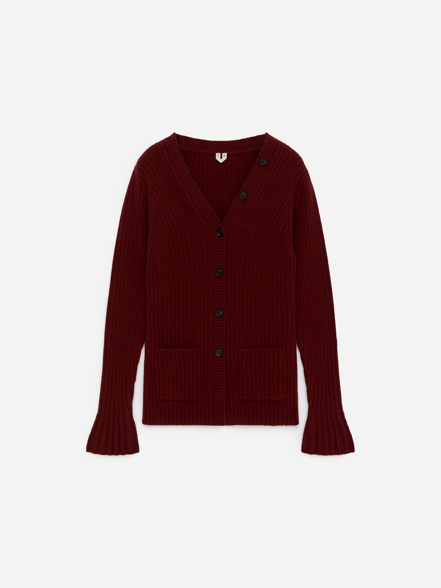 Cardigan en maille côtelée - Bordeaux/Bleu foncé - 2