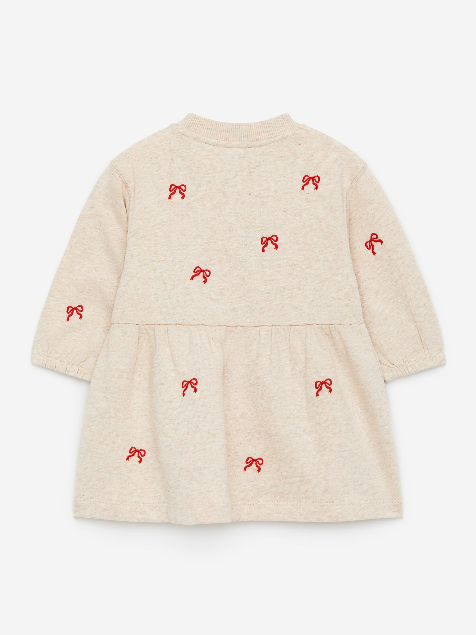 Besticktes Jerseykleid - Beige/Schleifen in Rot - Relaxed Fit - Kinder - StillMedia/DescriptiveStillLife - 2
