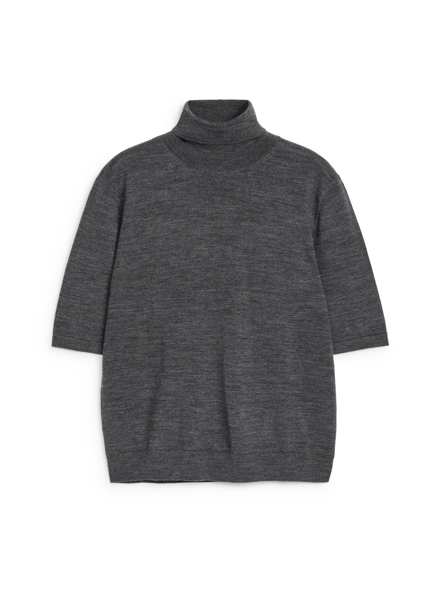 Pull à manches courtes et col roulé - Gris chiné