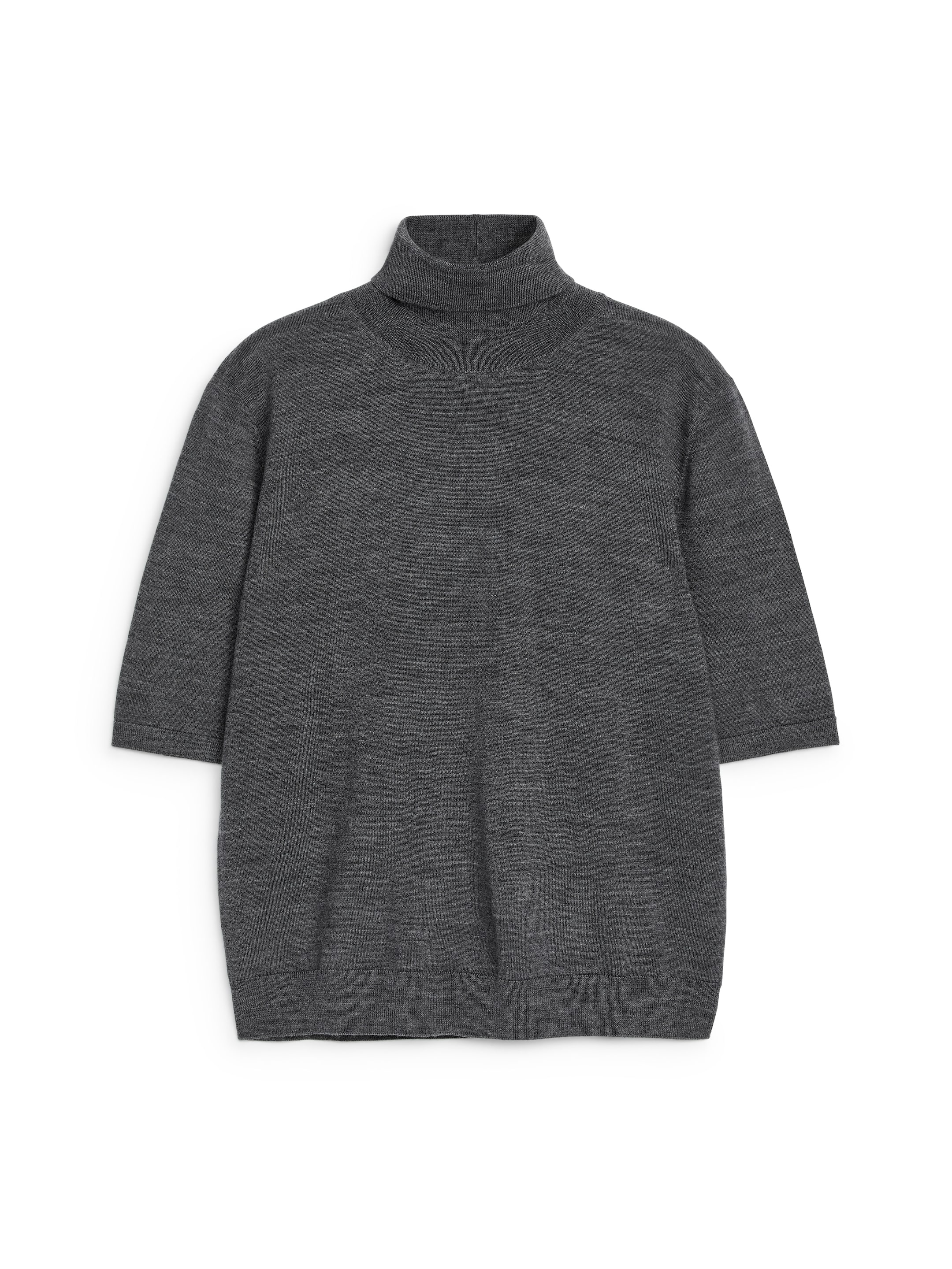 Short-Sleeve Roll-Neck Jumper - Grey Melange - Regular fit - women - StillMedia/DescriptiveStillLife - 1