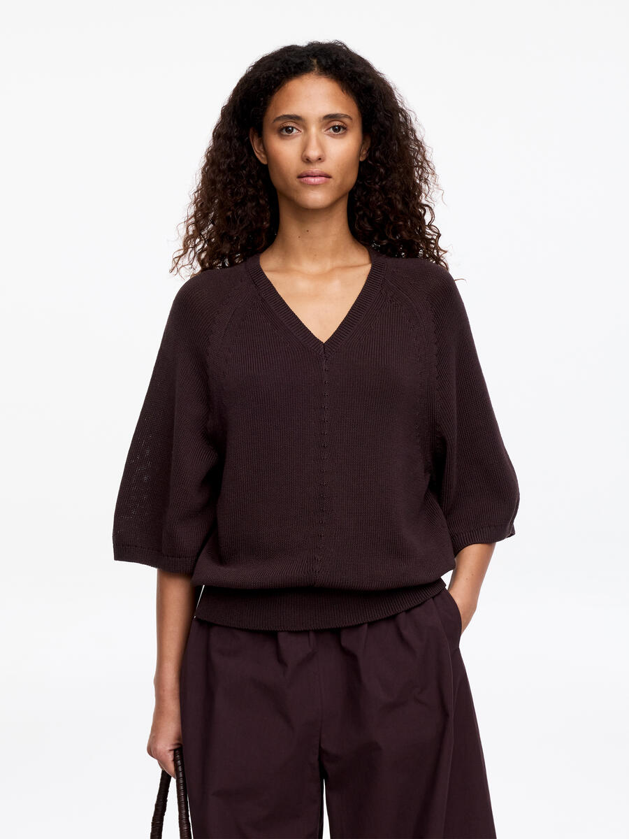 ARKET Women's  V-Neck Knitted Top Brown,  size S