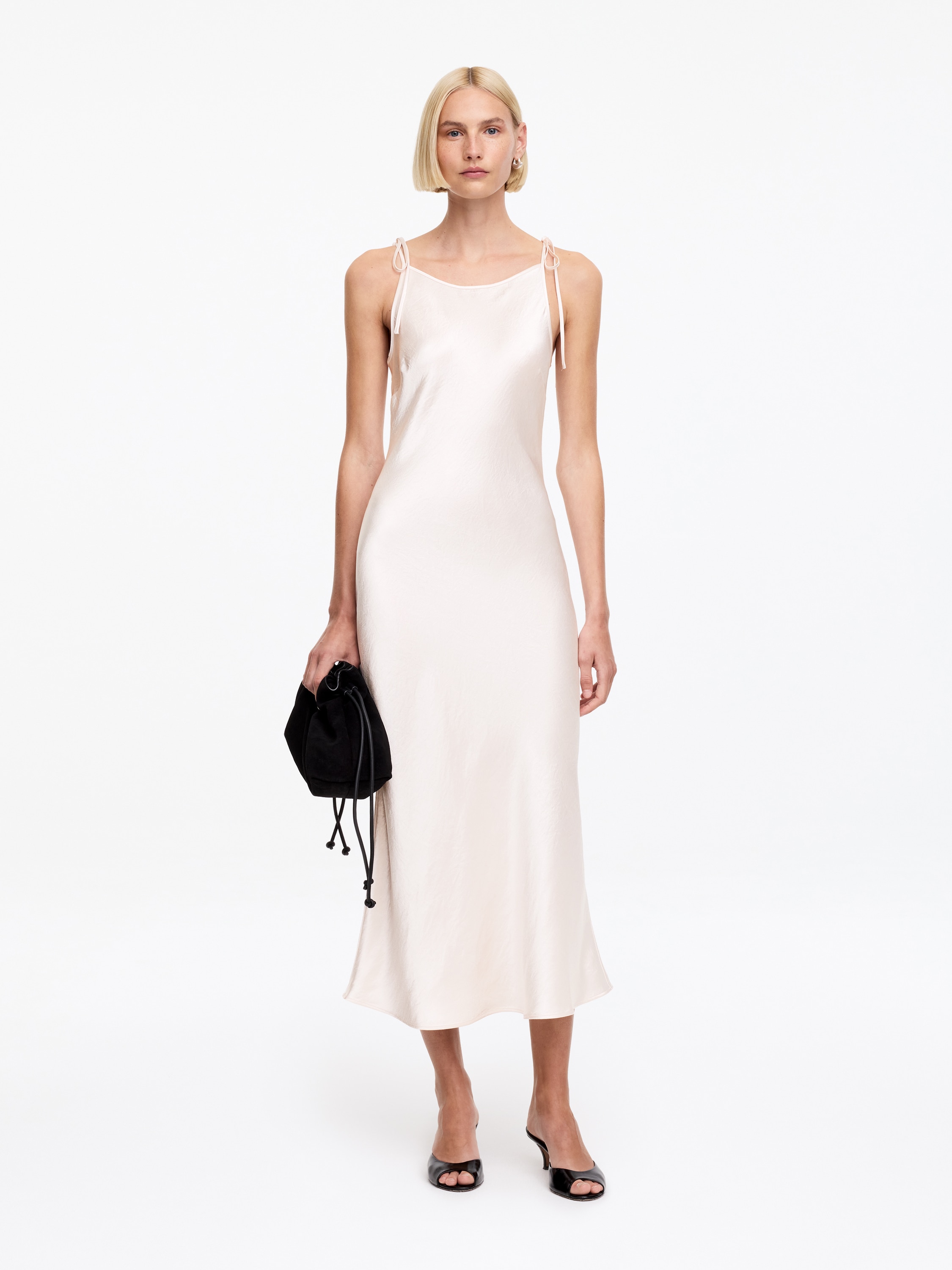 Crushed Satin Slip Dress