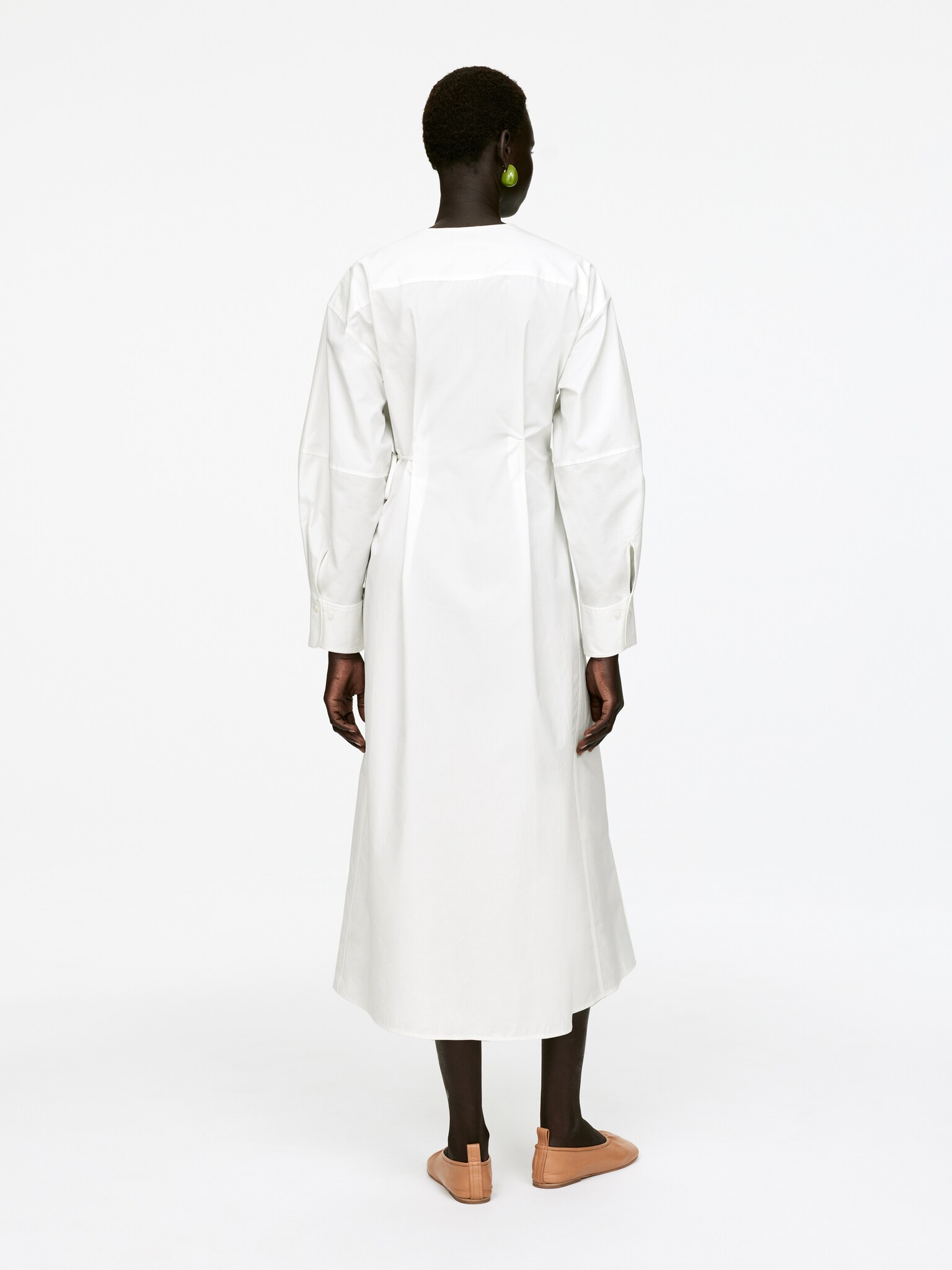 Robe portefeuille en coton - Blanc/Noir - 5