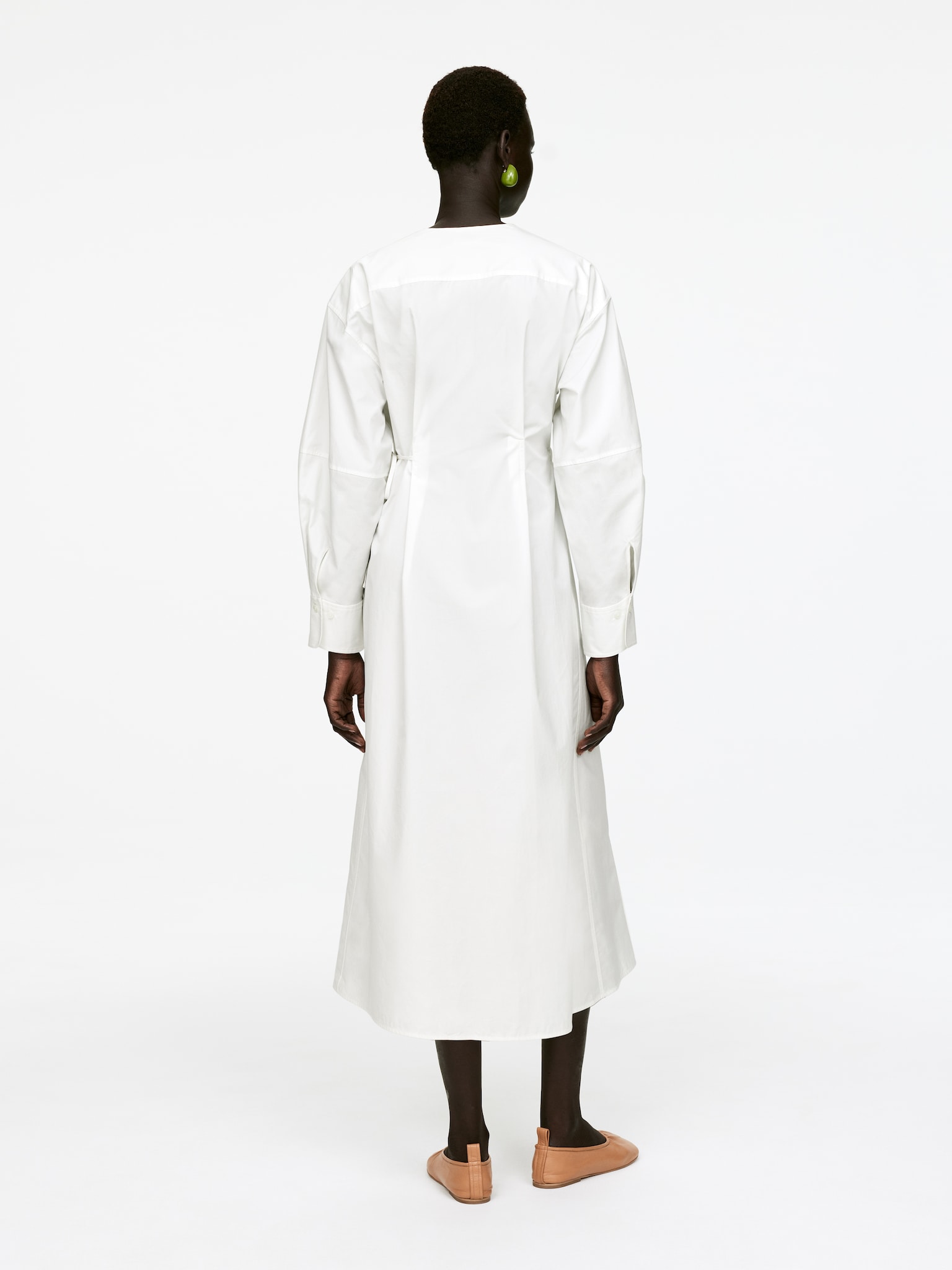 Robe portefeuille en coton - Blanc/Noir - 4