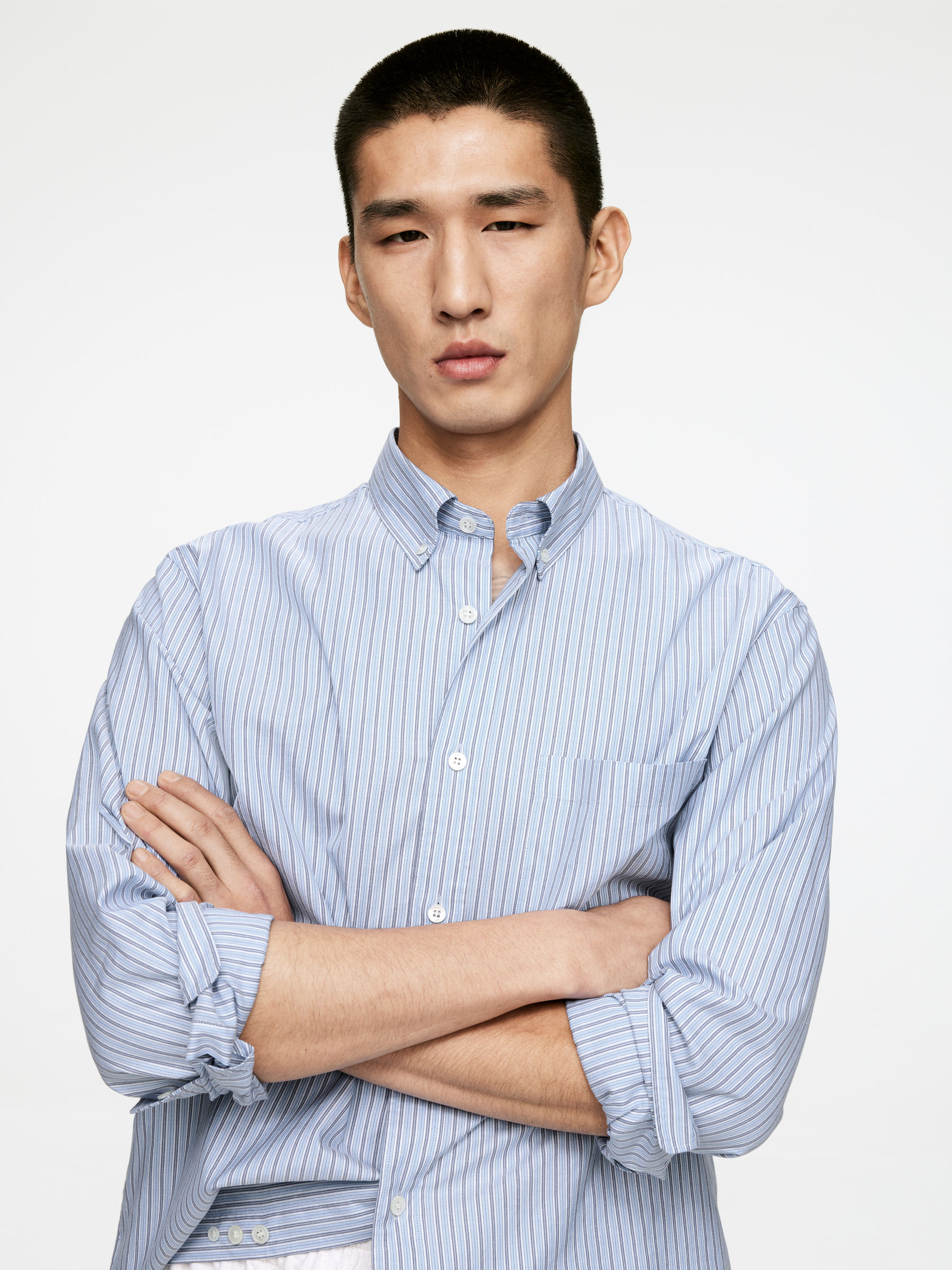 Relaxed Button-Down Shirt - Blue/Striped - Relaxed fit - Men - StillMedia/Lookbook - 5