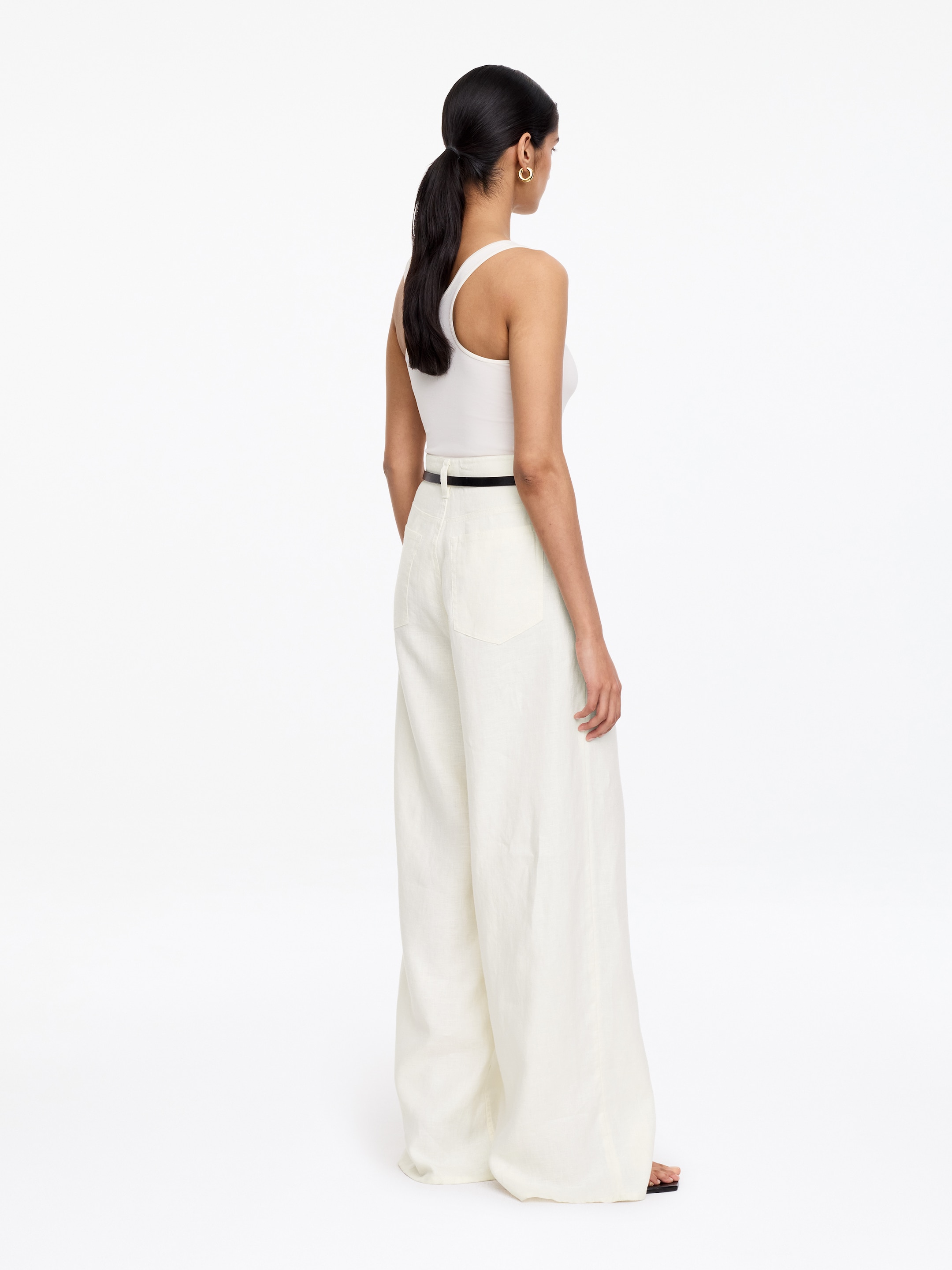 Pantaloni in lino a cinque tasche - Bianco - Loose fit - Women - StillMedia/Lookbook - 3