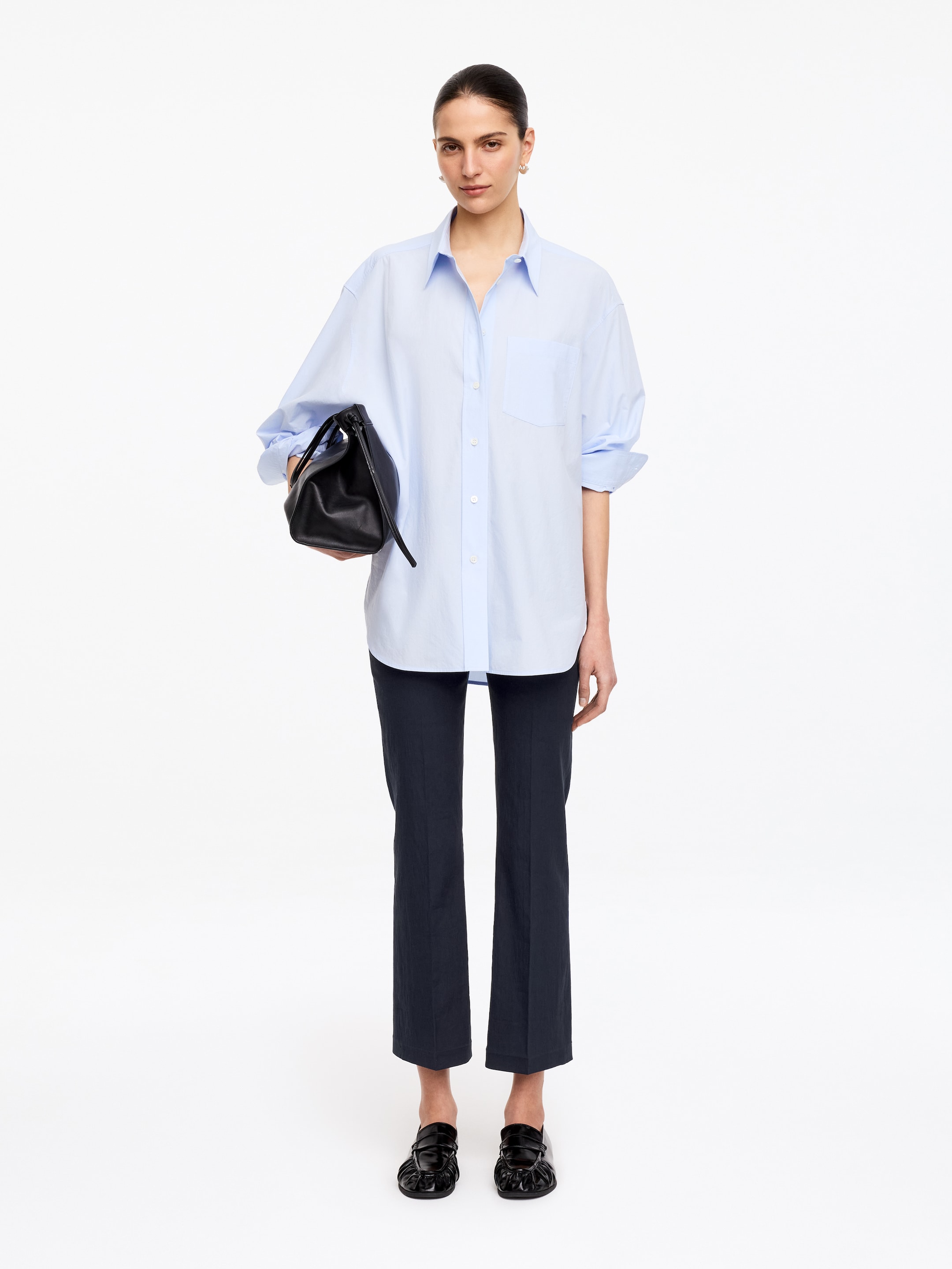 Linen-Cotton Kick-Flare Trousers-#0A041F-18739