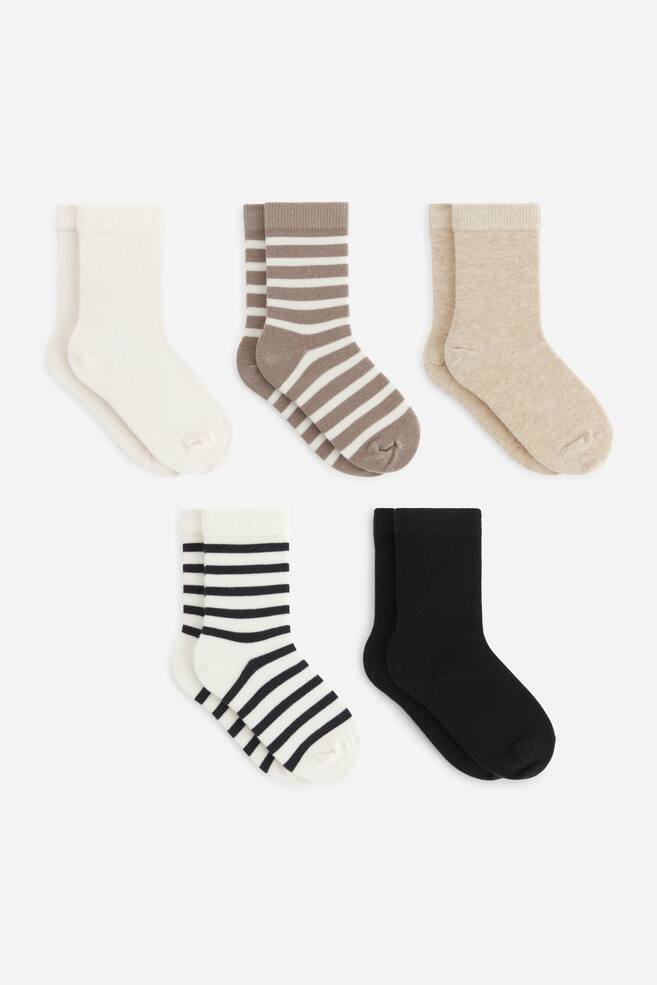 Cotton Socks Set of 5 - Mole/Off White/Pink/Red/Lilac/Off White/Floral/Blue/Green/Grey/Brown/Blue/Off White/Lilac/Multicolour/Multi Colour - 1