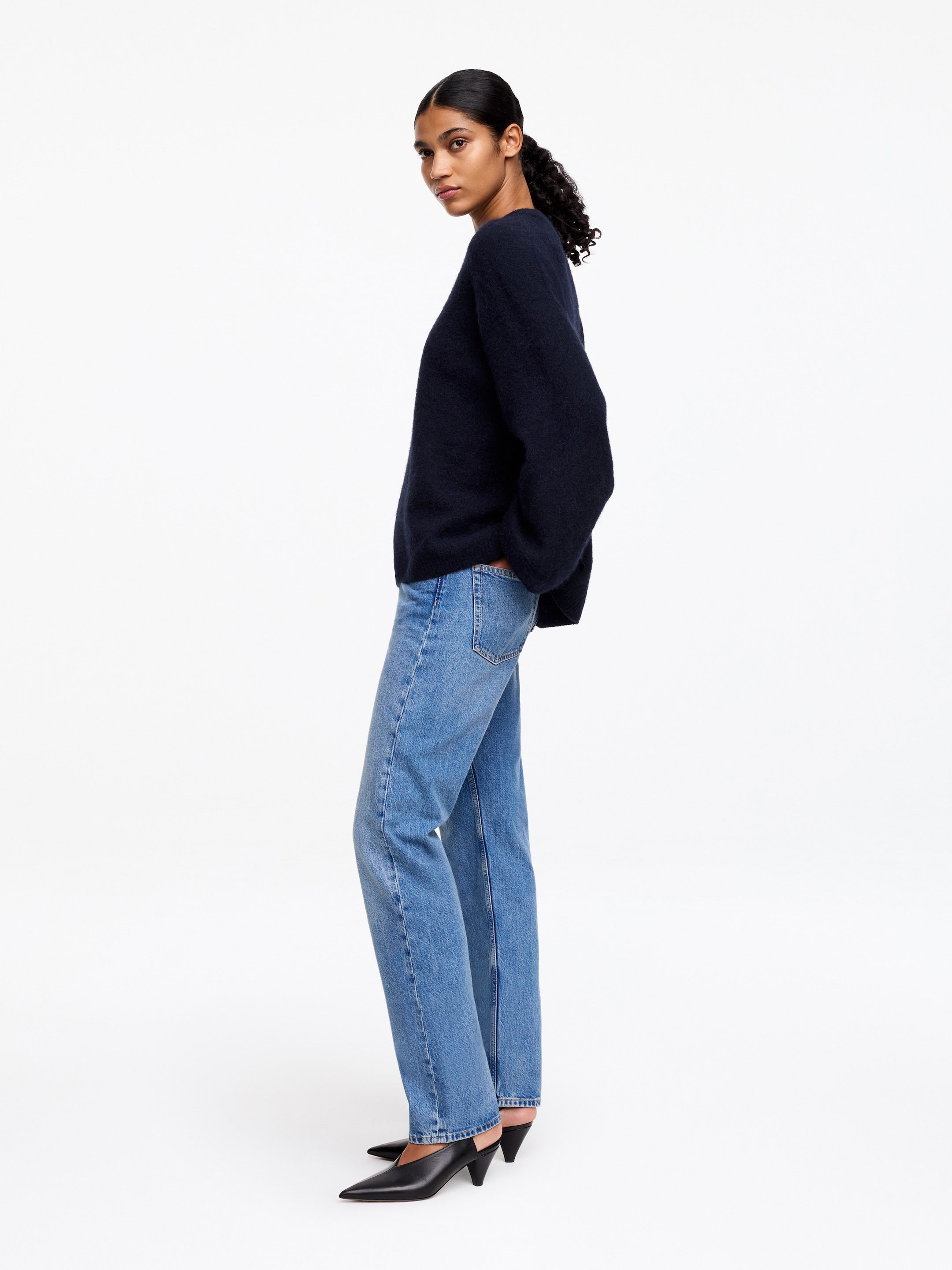 Tröja i alpacka och ull - Mörkblå - Oversized - Women - StillMedia/Lookbook - 6