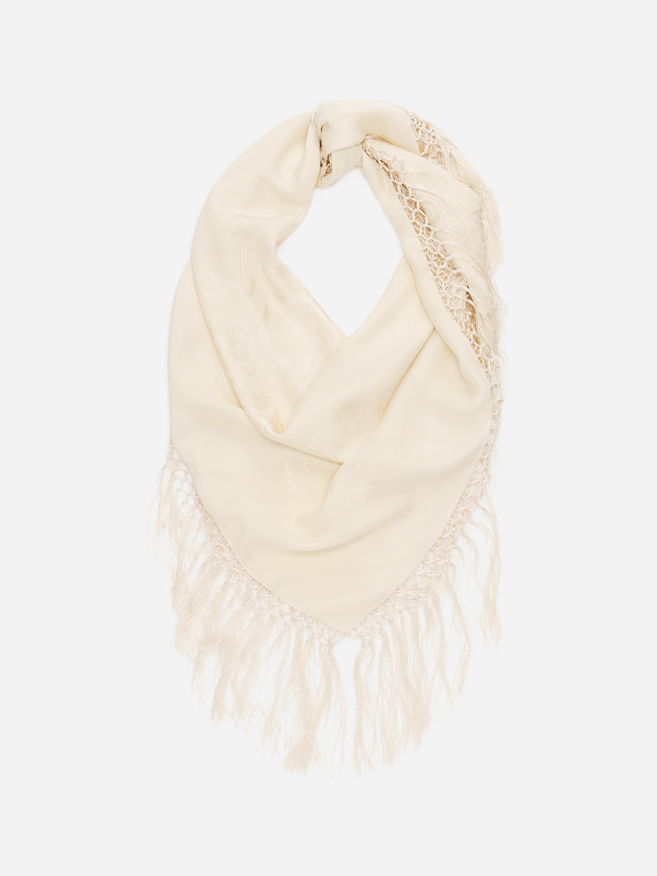 Jacquard Silk Scarf - Beige - Women - StillMedia/DescriptiveStillLife - 1