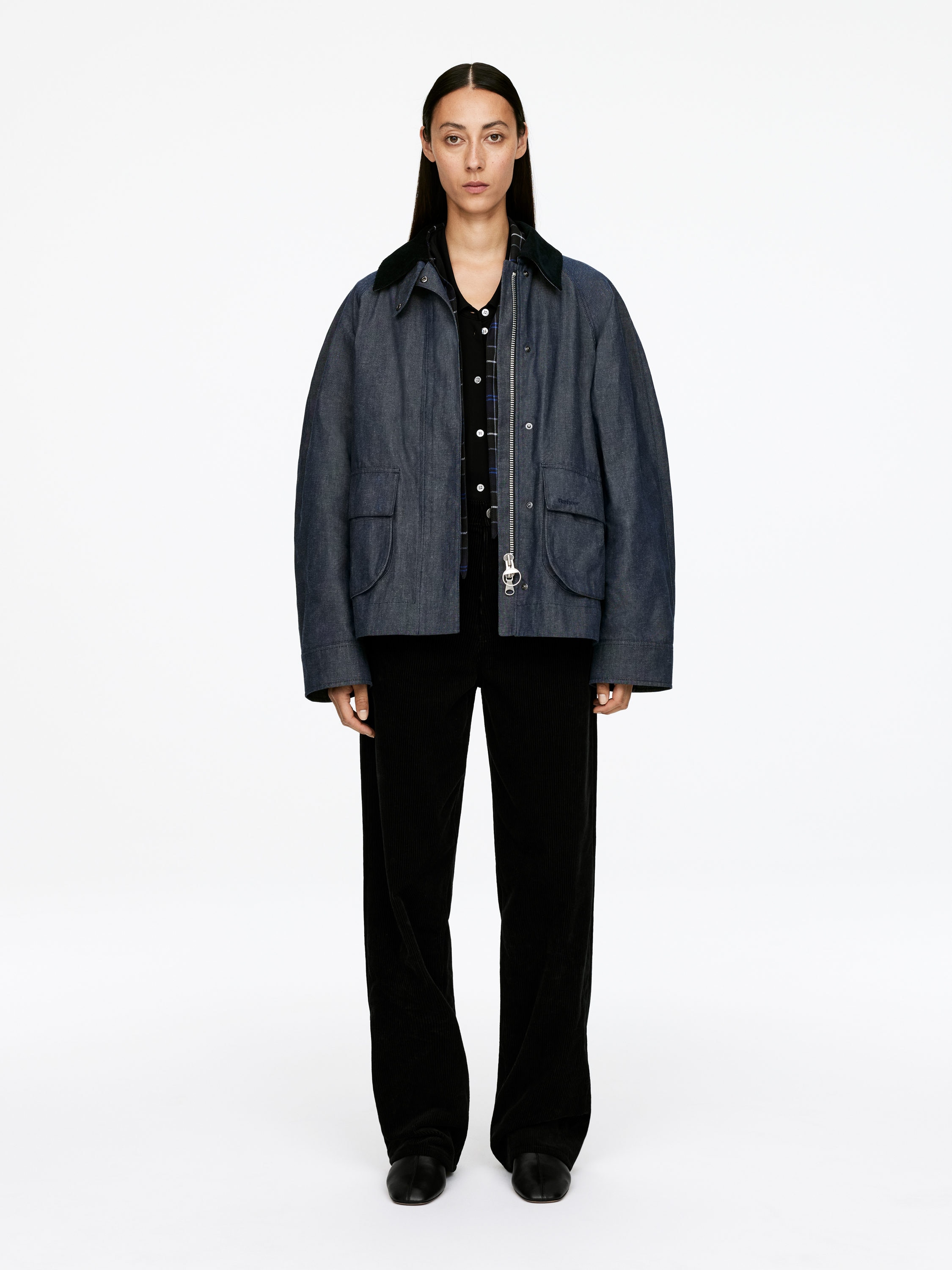 ARKET and Barbour Dry-Waxed Denim Jacket-#4C5A71-17240