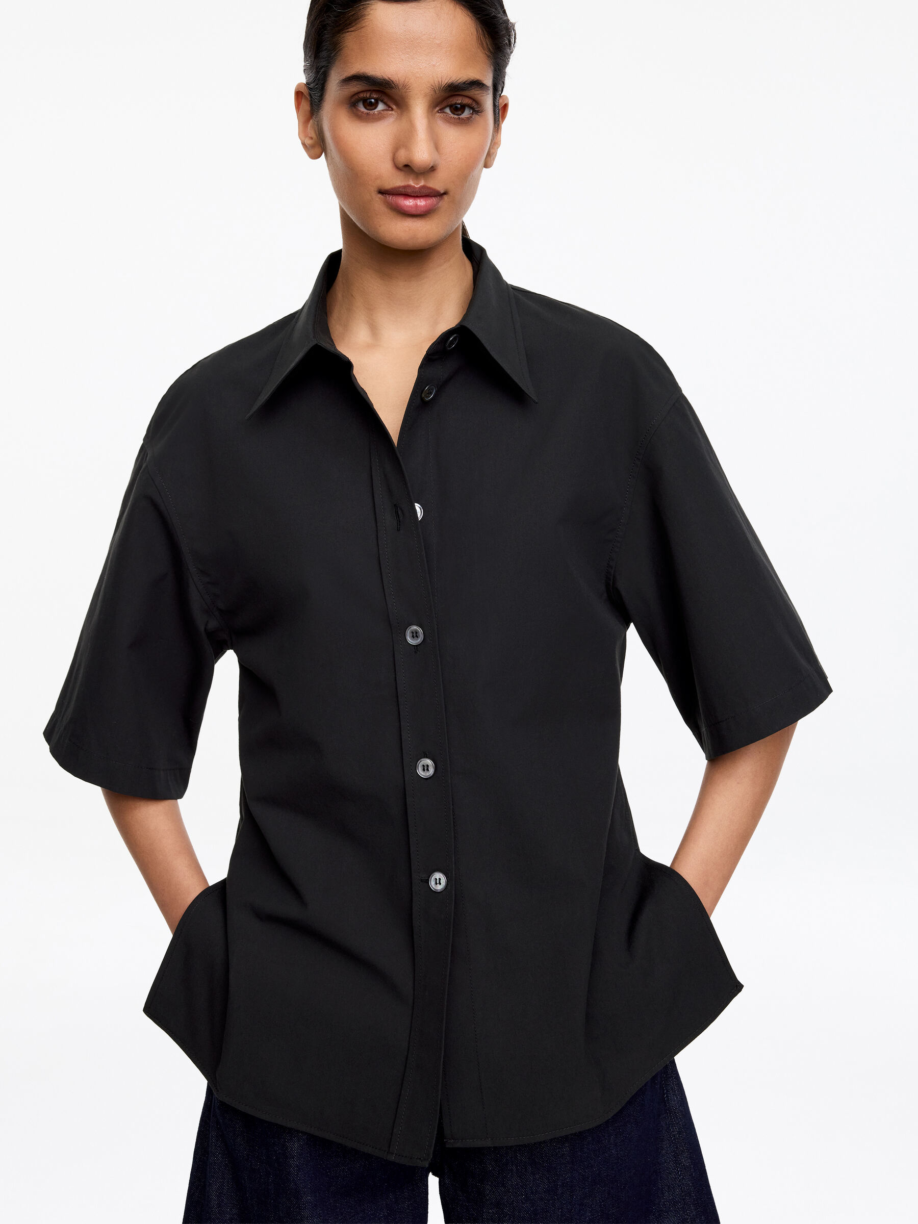 Kurzärmlige Hemdbluse - Schwarz - Regular Fit - Women - StillMedia/Lookbook - 5