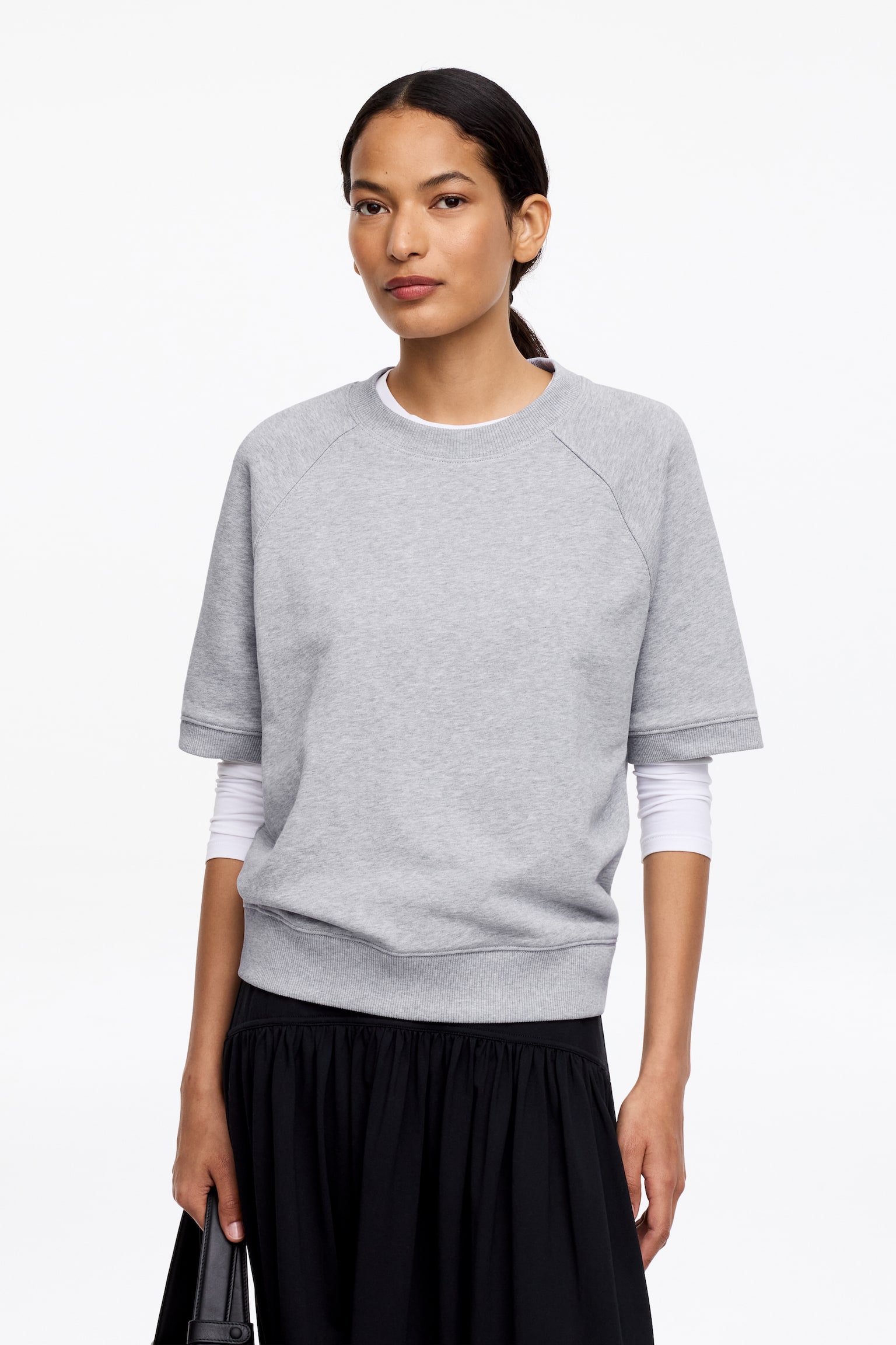 Sweatshirt - Gråmelerad/Mörkblå/Röd - 1