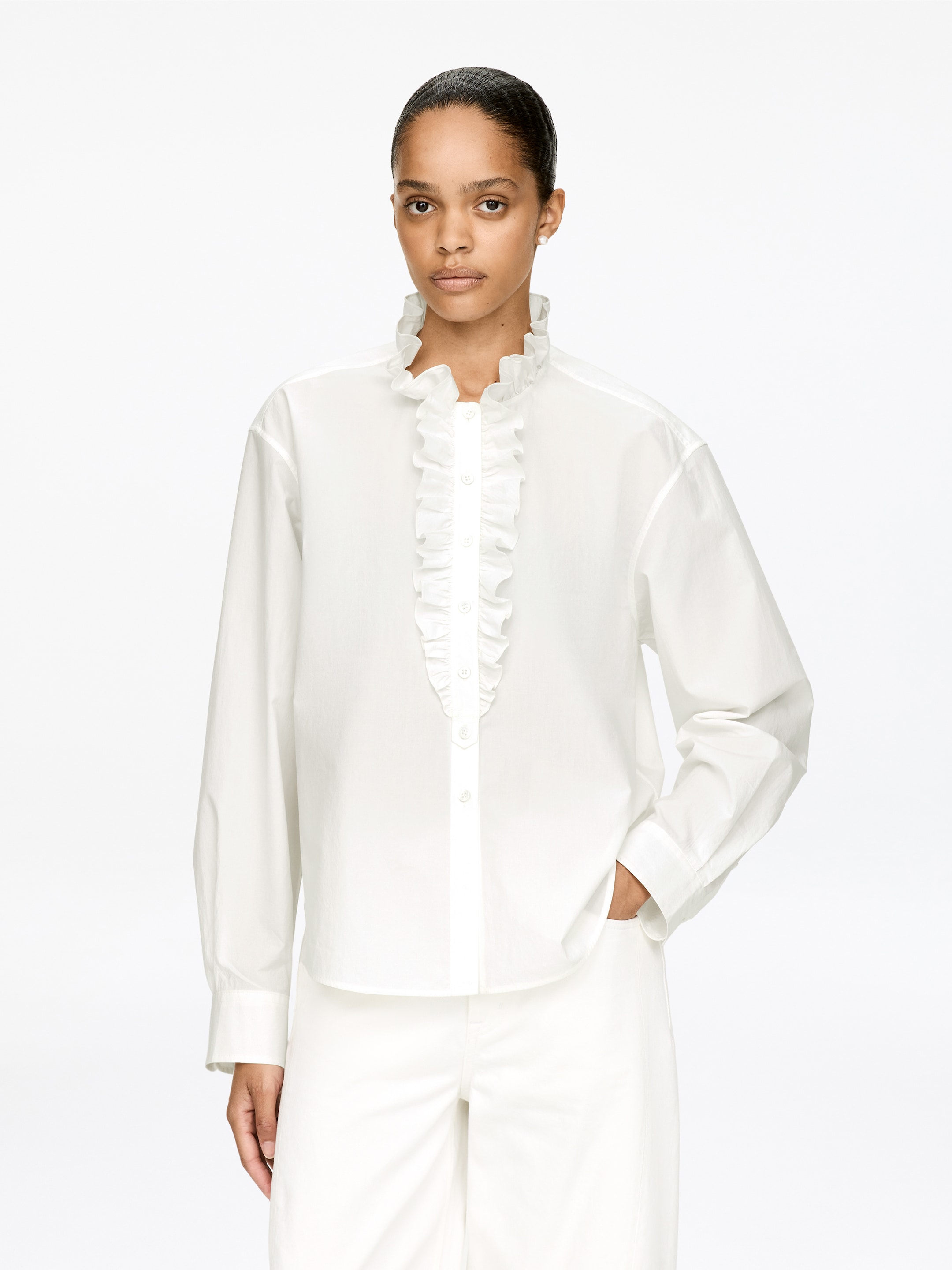 Größeres Bild ansehen: Rüschenbluse - Cremeweiß - Ladies | H&M DE 1