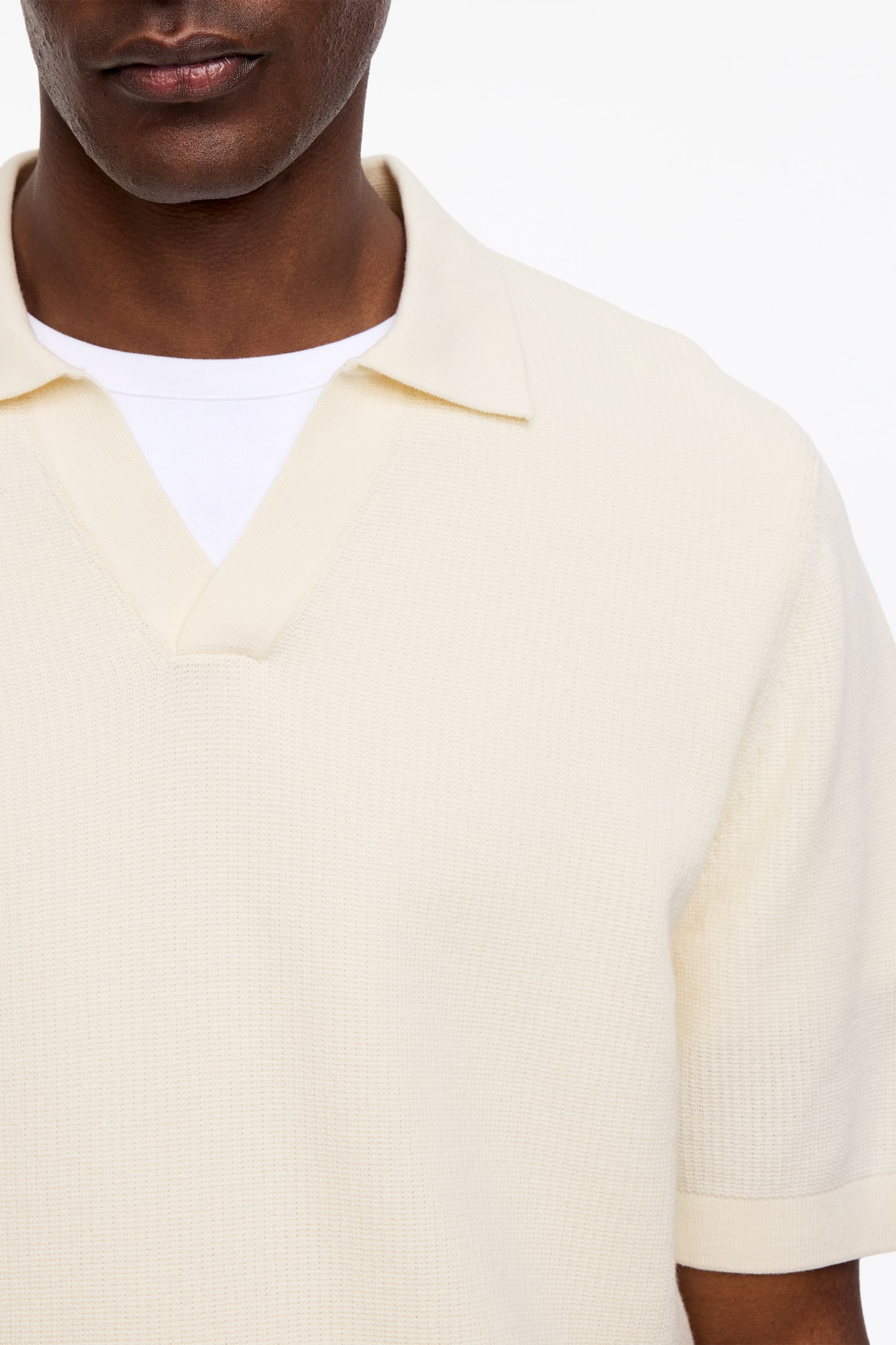 Polo shirt med textur - Off-white/Mörkblå/Mintgrön - 6