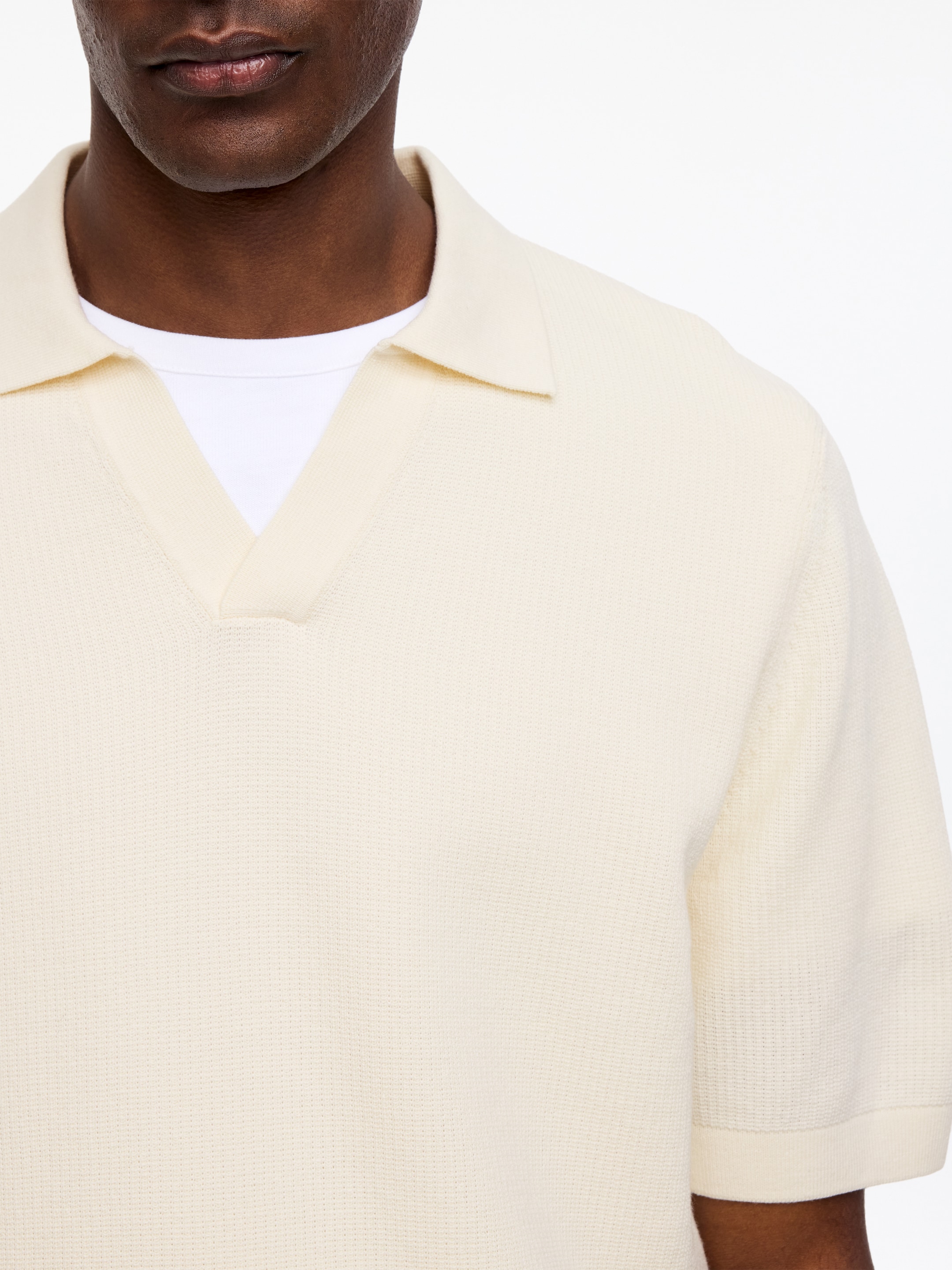Polo shirt med textur - Off-white - Regular fit - Men - StillMedia/Lookbook - 4