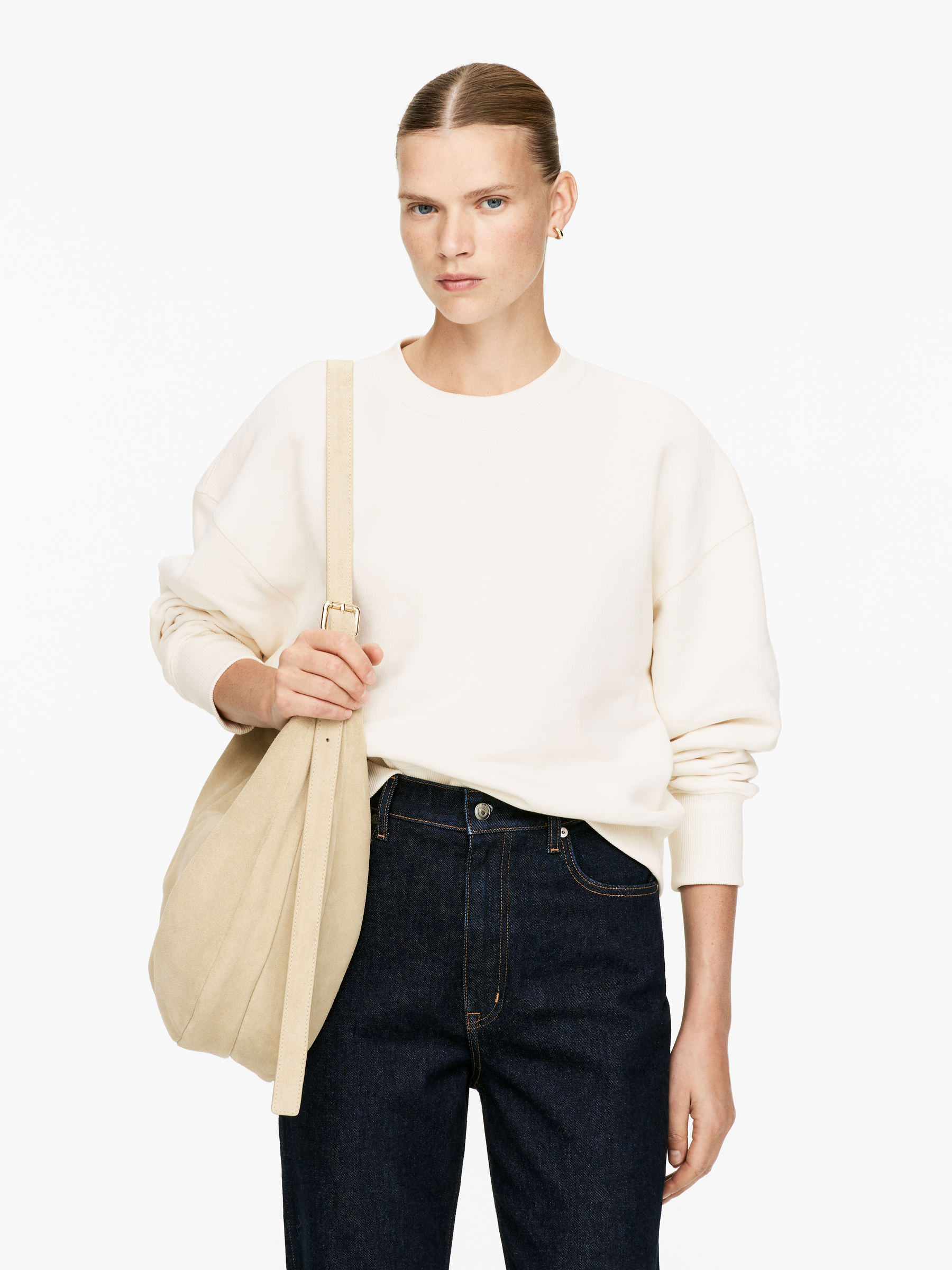 Relaxed Terry Sweatshirt-#E9E4DA-16615