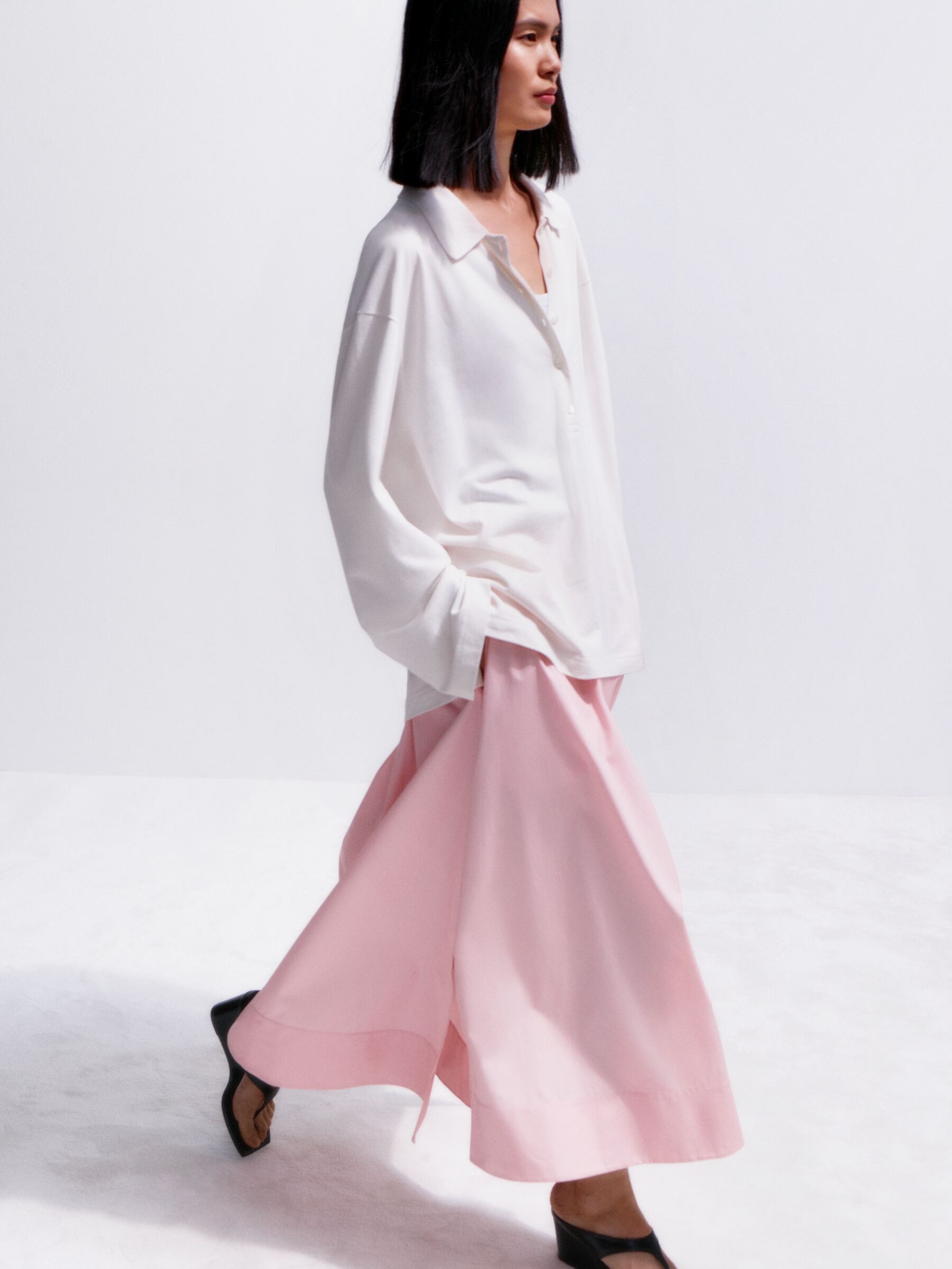 Midi Cotton Skirt-#D6B8B9-18876