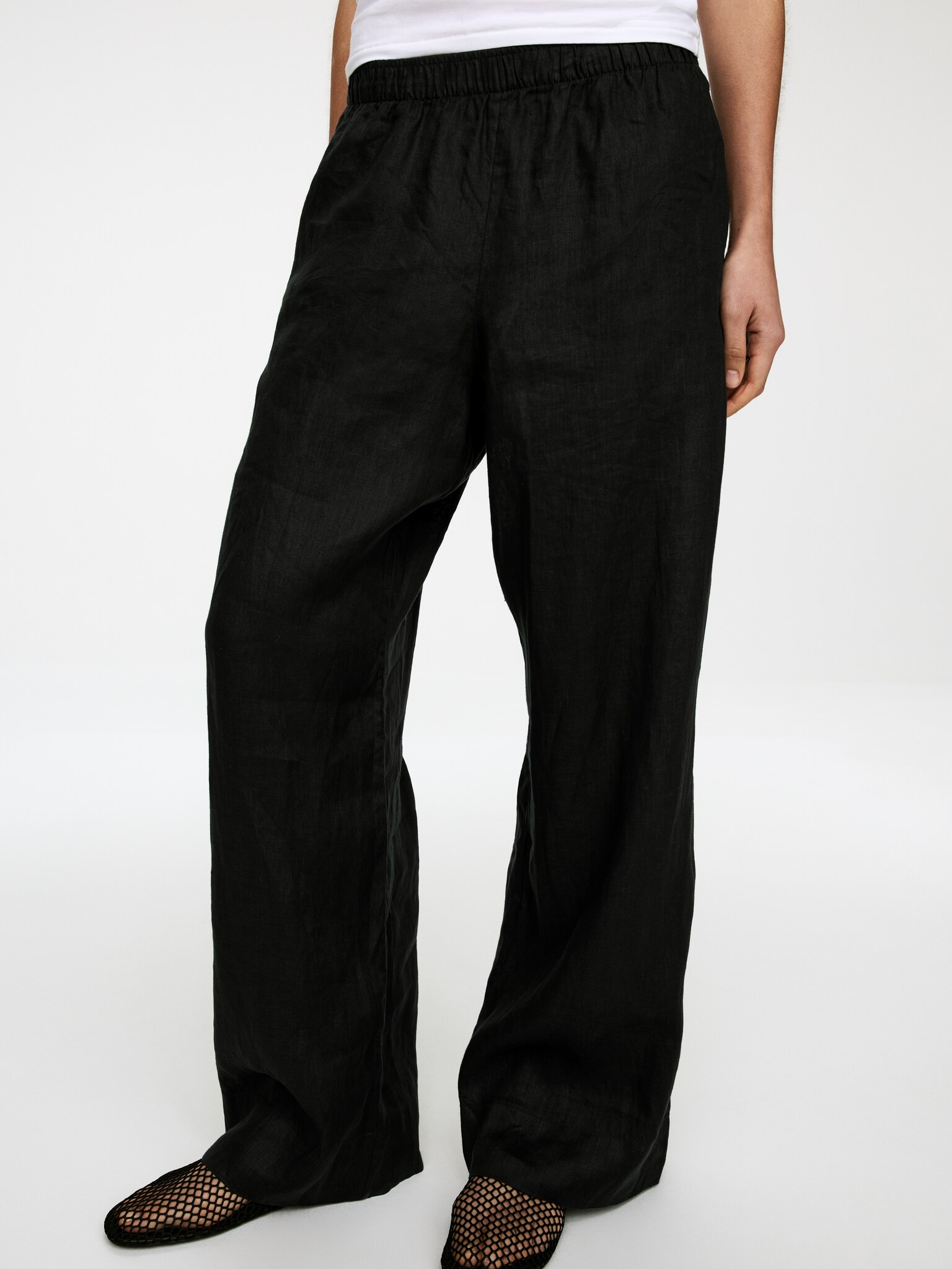 Linen Trousers - Black - 6