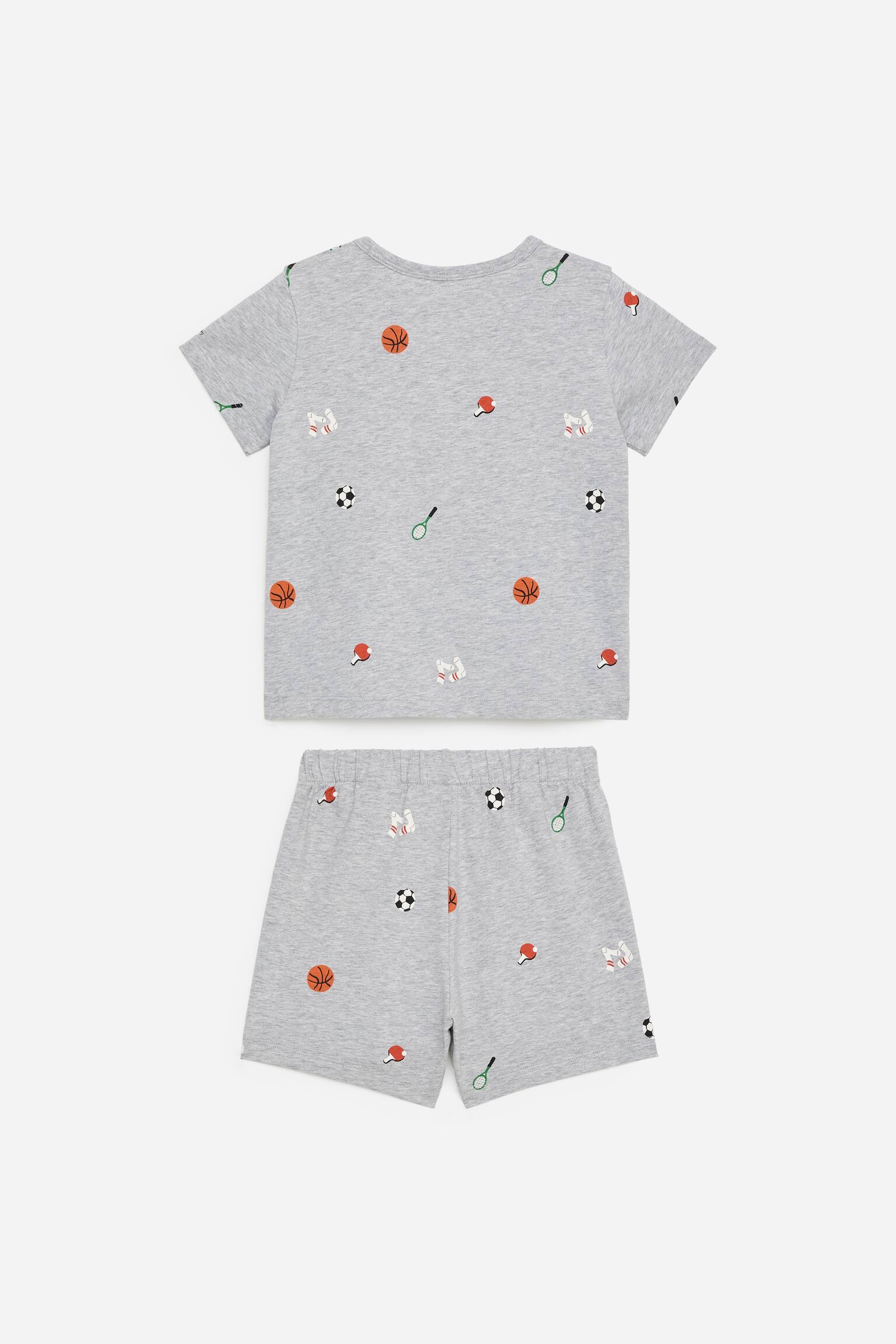 Kort pyjamas i trikå - Grå/Ljusblå/grön/Rosa/hjärtan/Blå/vit/Grön/randig - 3