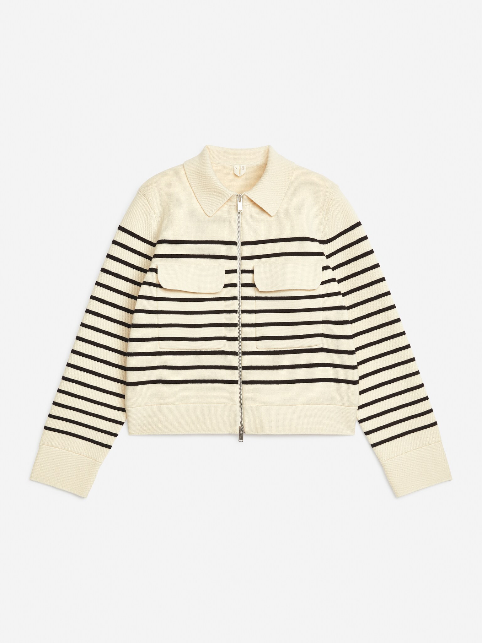 Πλεκτό μπουφάν από βαμβάκι - Off White/Σκούρο Μπεζ