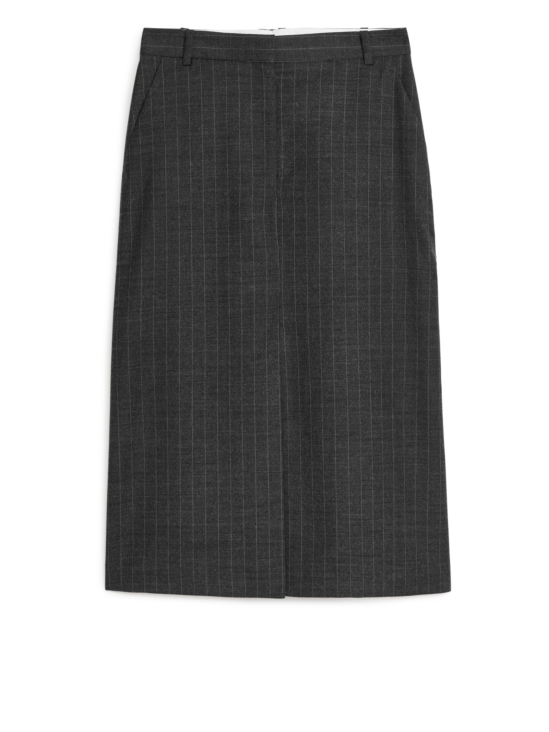 Pinstripe Wool Blend Pencil Skirt - Grey/White - Regular fit - Women - StillMedia/DescriptiveStillLife - 1