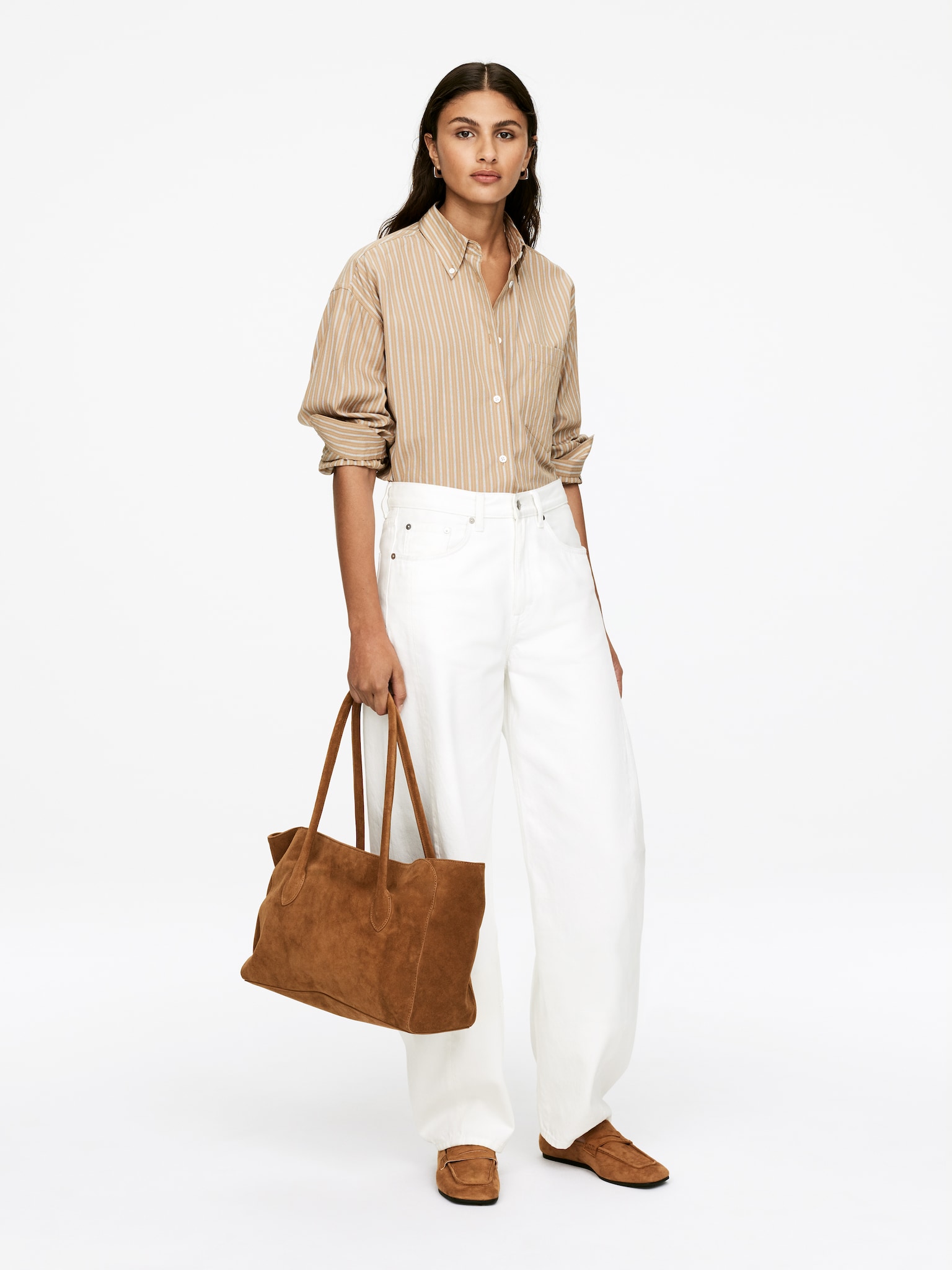 Slouchy Leather Tote - Brown/Burgundy - 5