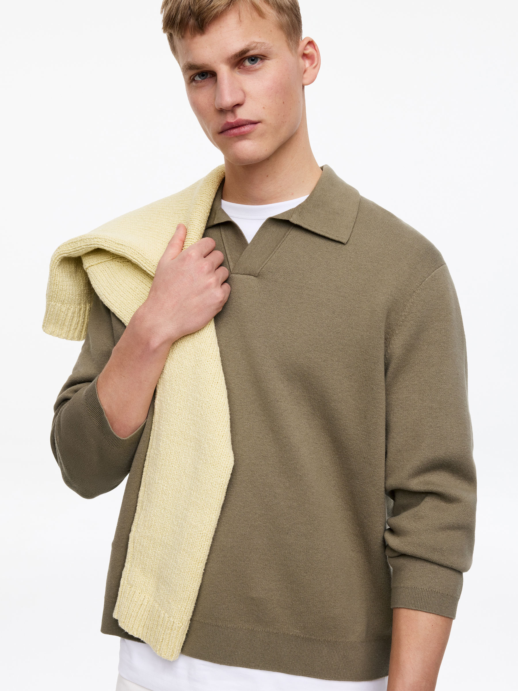 Polo en mezcla de algodón y seda - Verde caqui - Corte relajado - Men - StillMedia/Lookbook - 4